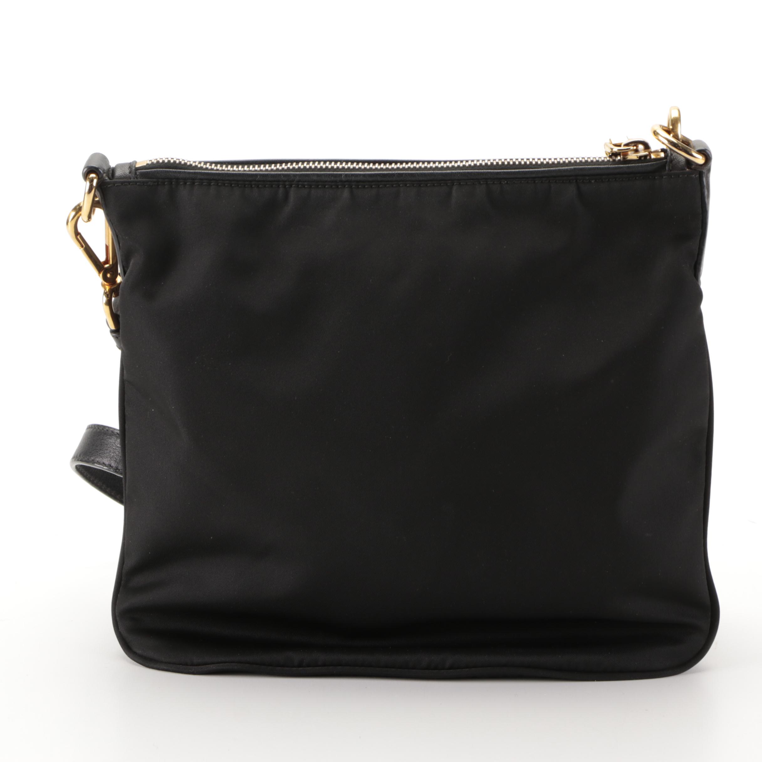Prada Crossbody Bag in Black Nylon with Leather Trim