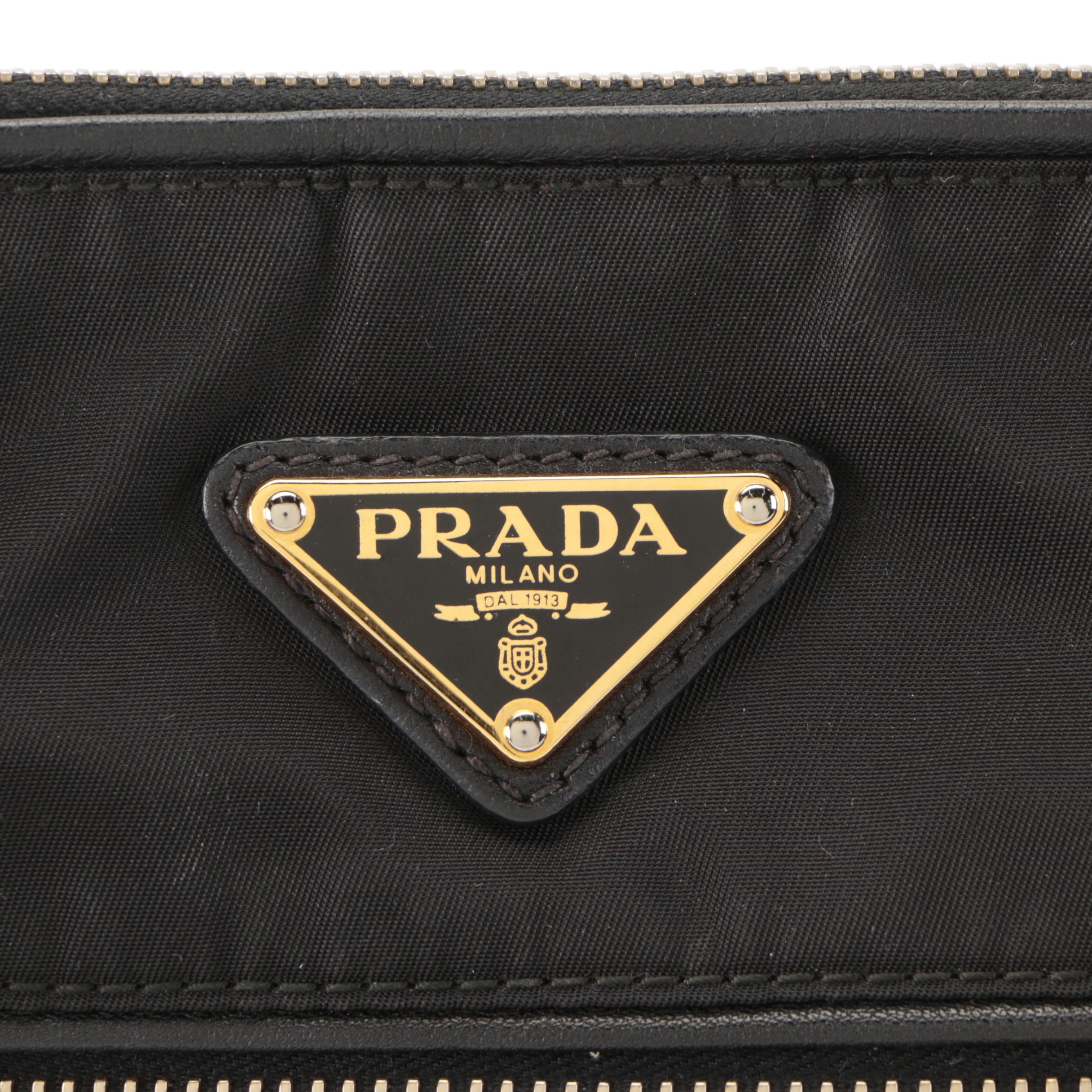 Prada Crossbody Bag in Black Nylon with Leather Trim