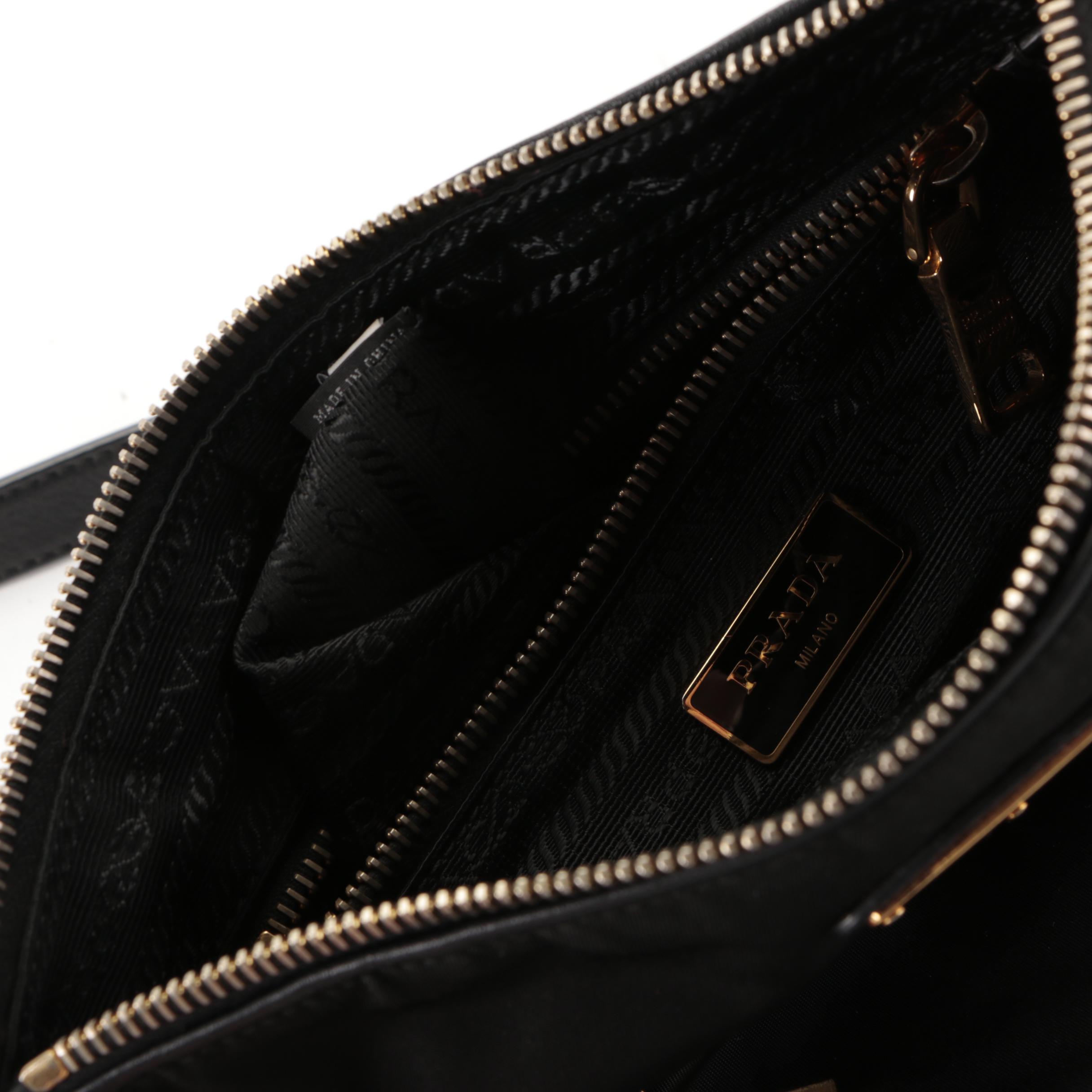 Prada Crossbody Bag in Black Nylon with Leather Trim