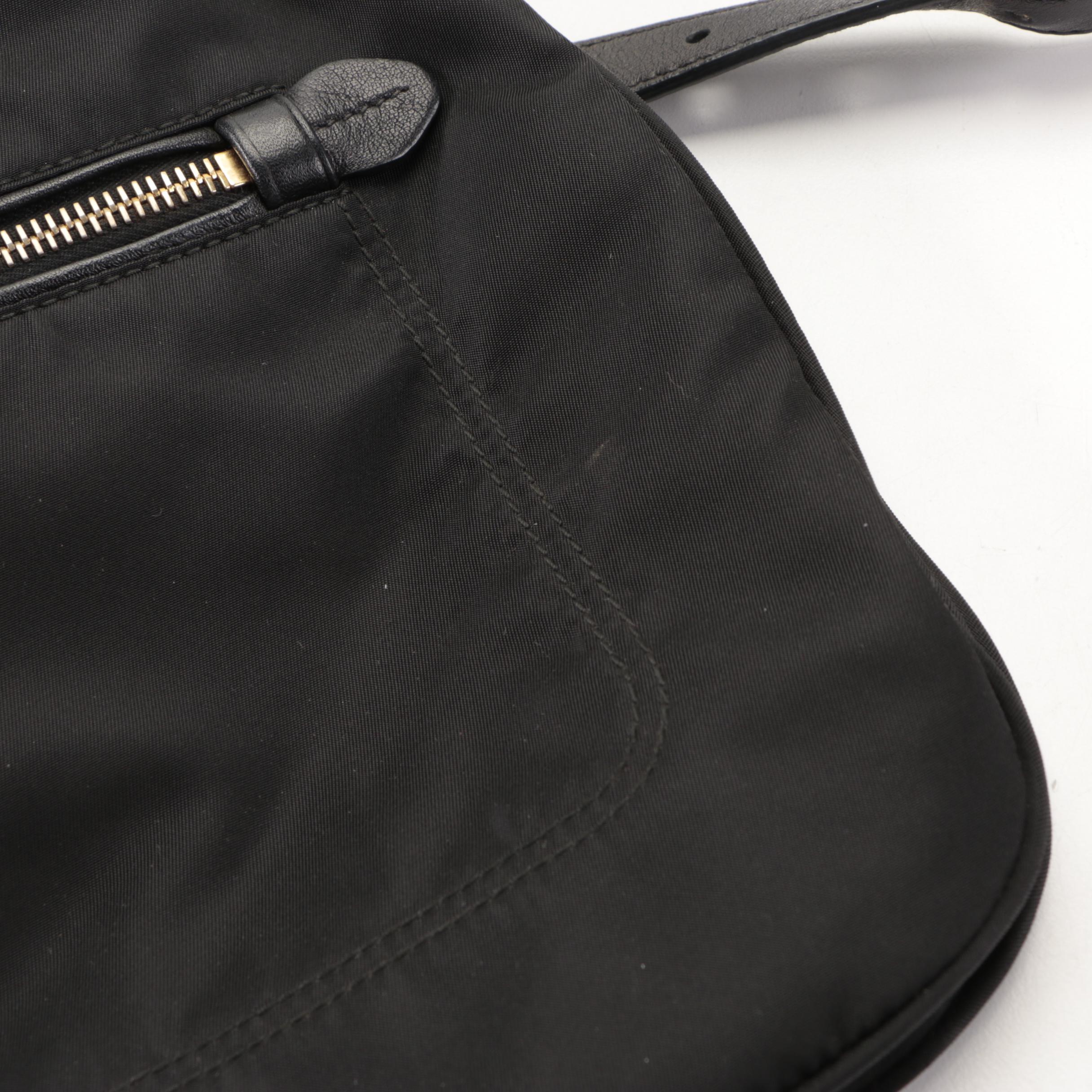 Prada Crossbody Bag in Black Nylon with Leather Trim