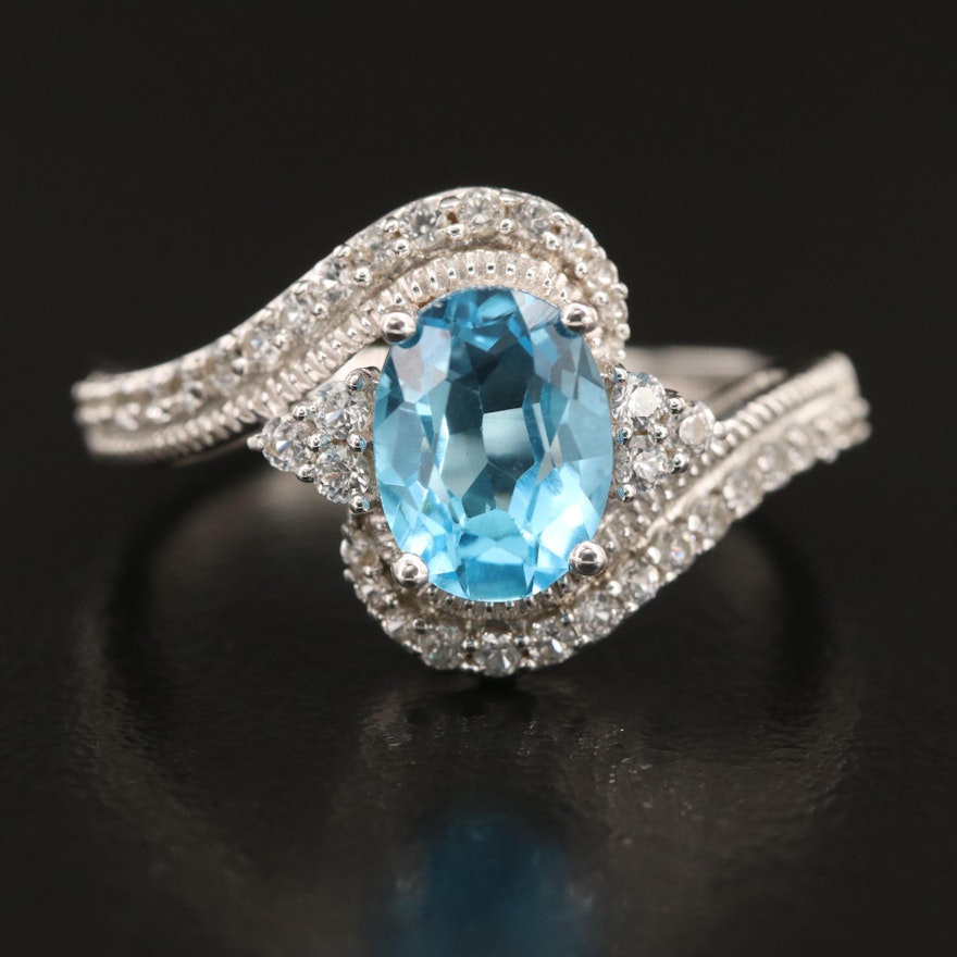 Sterling Swiss Blue Topaz Bypass Ring