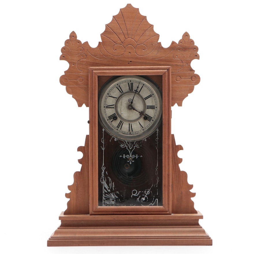 Waterbury Clock Co. Pressed Wood Gingerbread Clock, Late 19th/ Early 20th C.