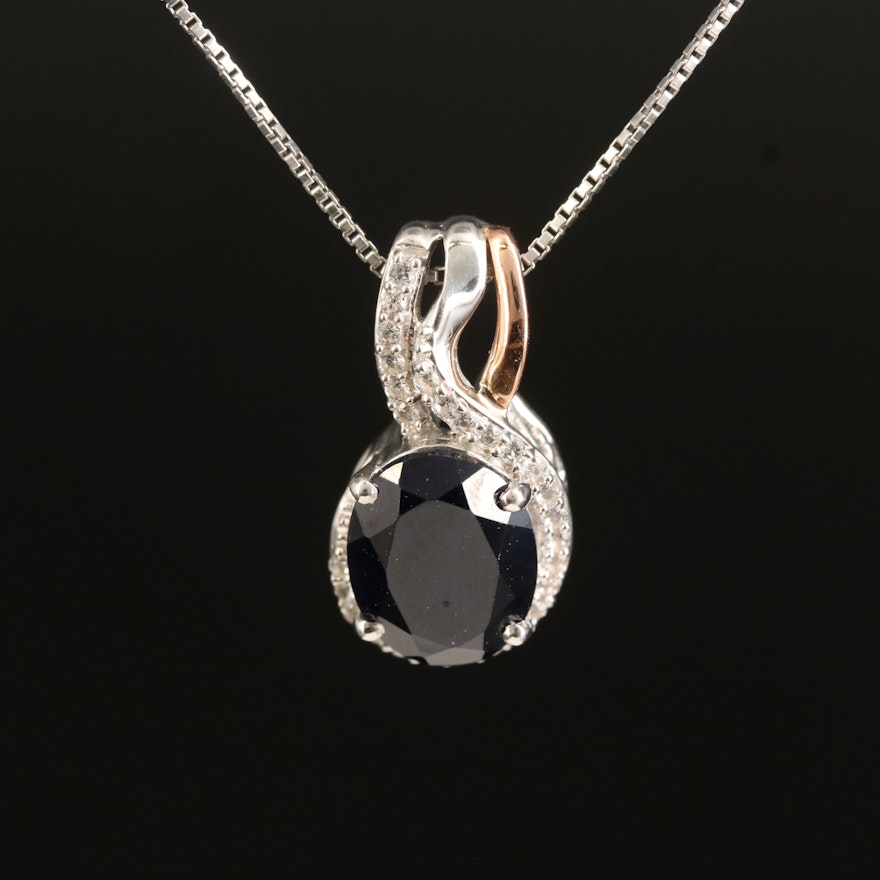 Sterling Sapphire Pendant Necklace