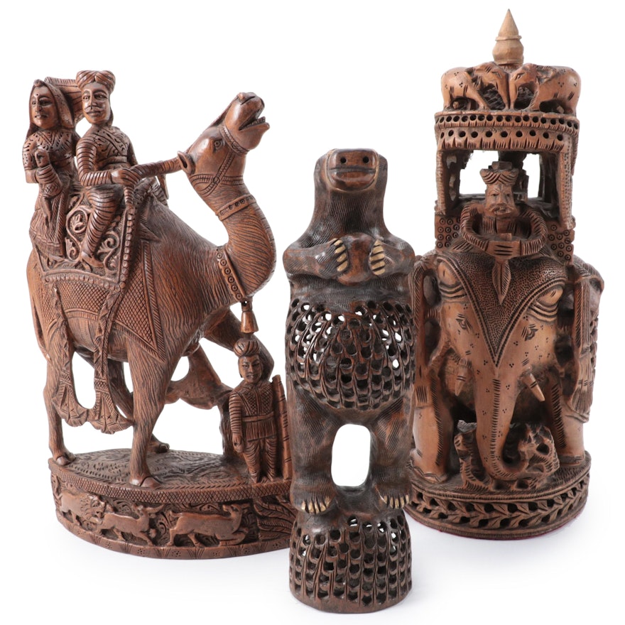 Indian Hand-Carved Wood Figures