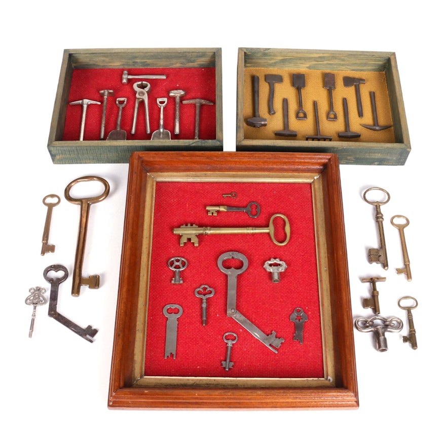 Skeleton Keys with Framed Skeleton Keys and Tiny Tool Wall Hangings