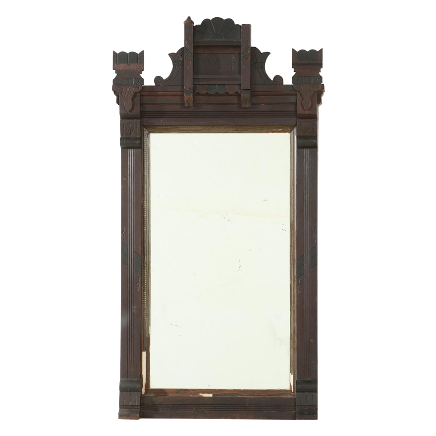 Victorian Eastlake Walnut Mirror, Late 19th Century