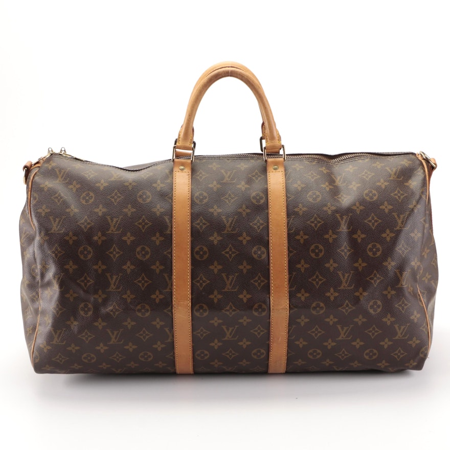 Louis Vuitton Keepall 55 Bandoulière in Monogram Canvas and Vachetta Leather