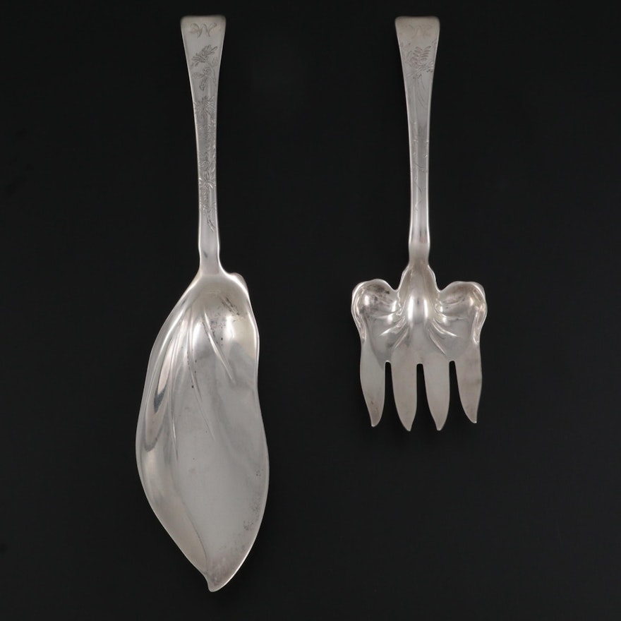 Tiffany & Co. "Lap-Over-Edge" Sterling Silver Fish Serving Set, Late 19th C.