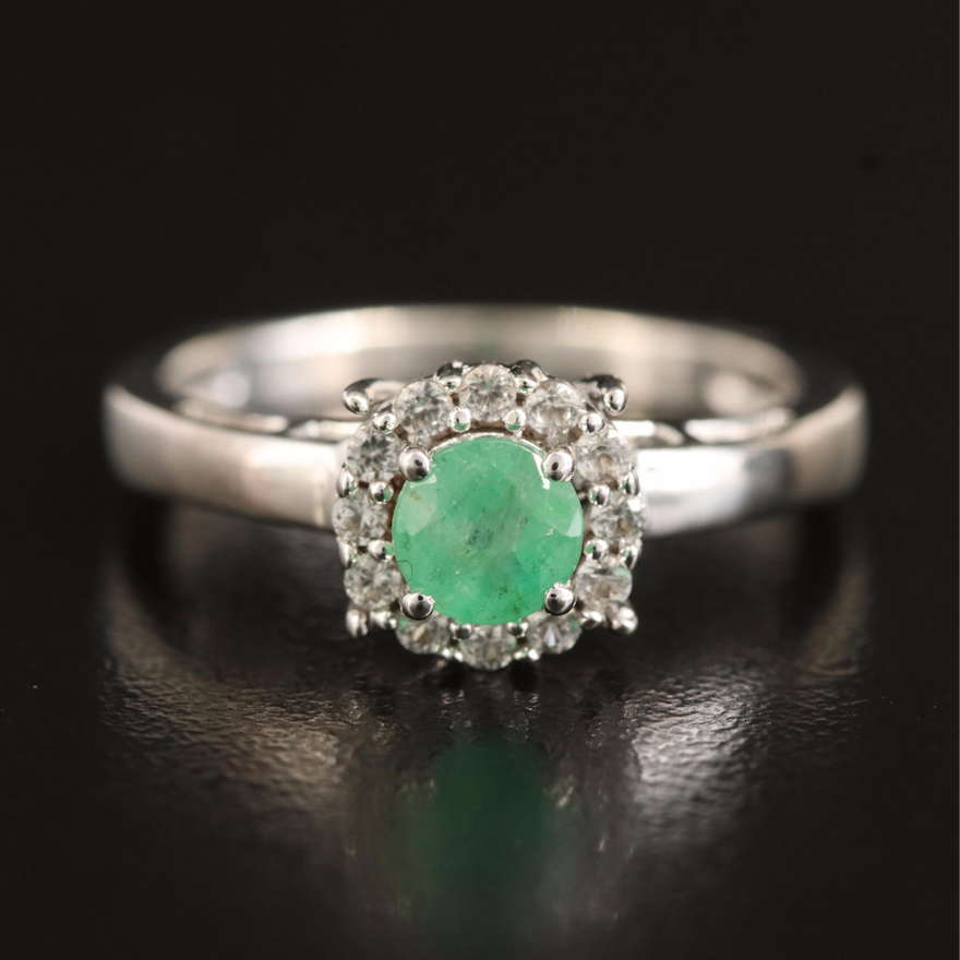 Sterling Emerald and White Sapphire Ring