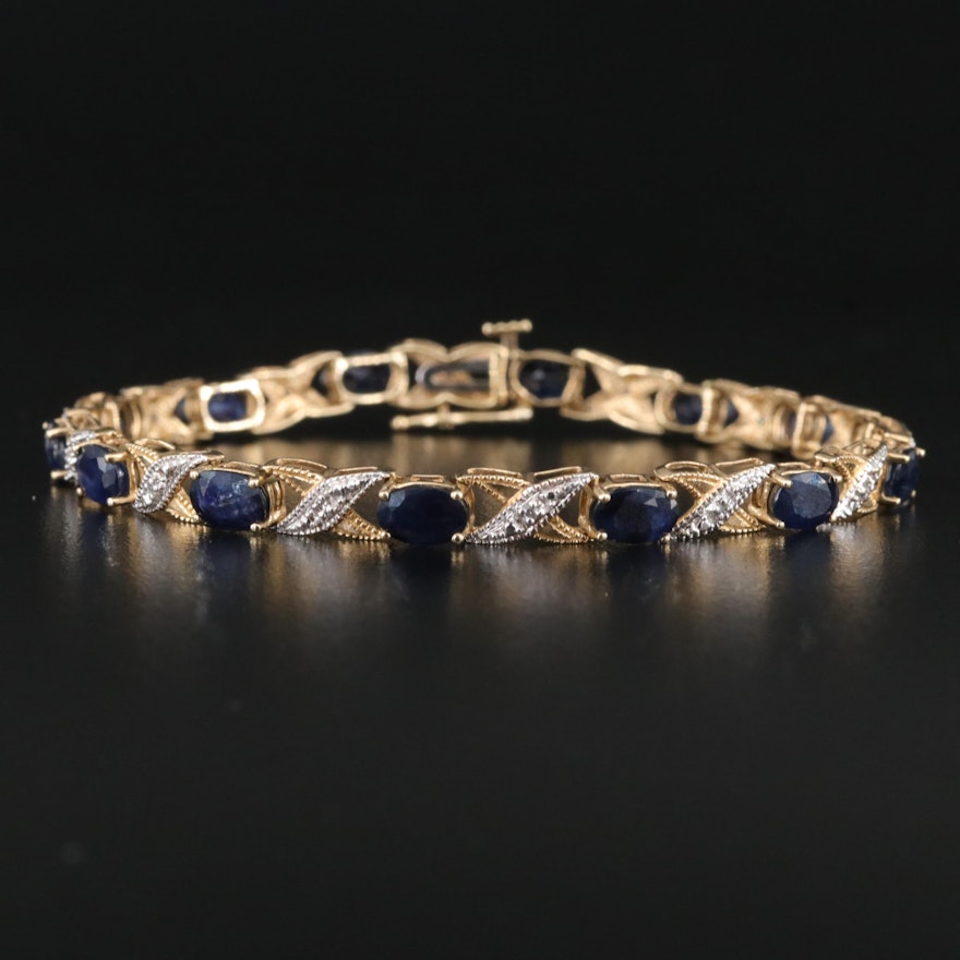 10K Sapphire and Diamond Bracelet