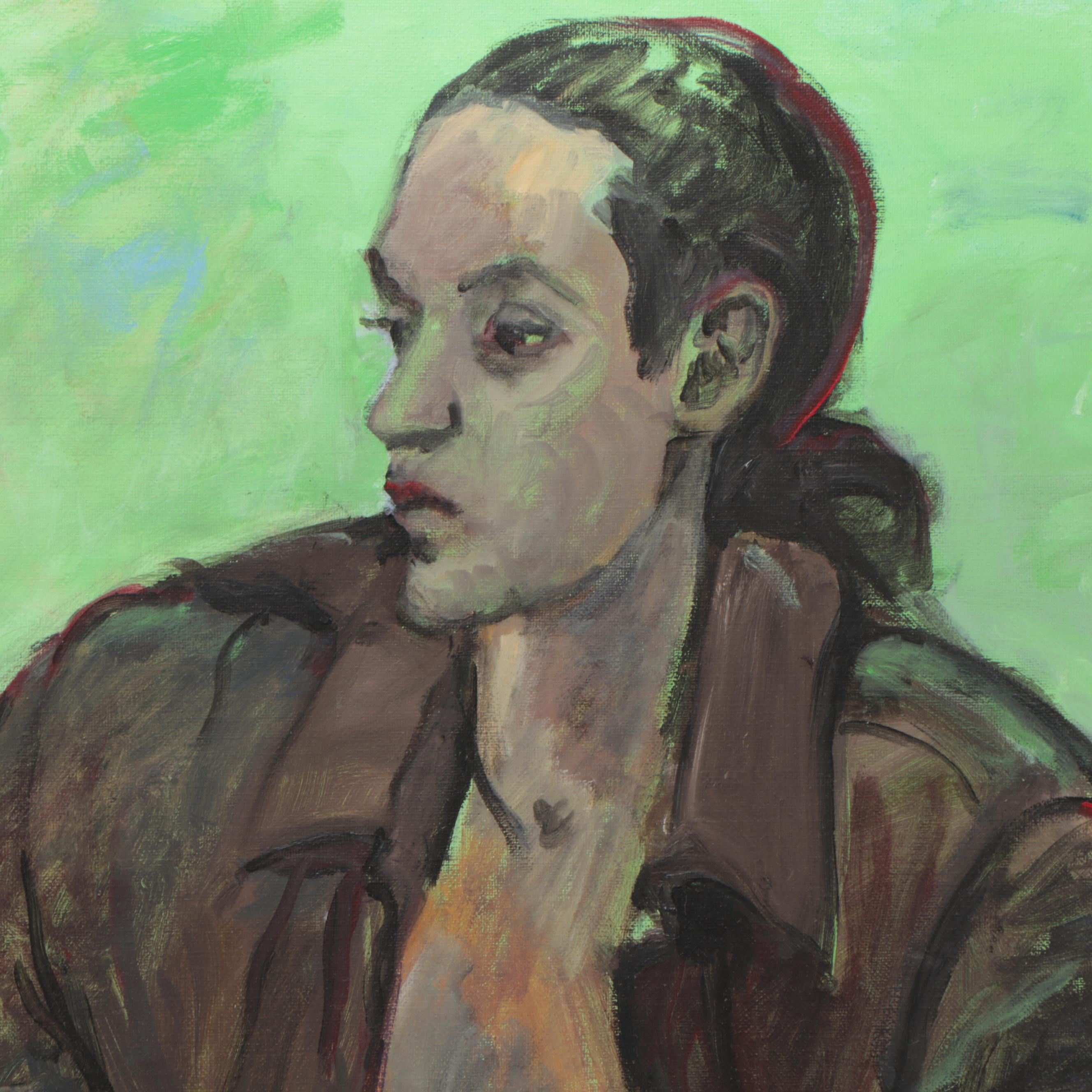 Marion Maas Modernist Portrait Oil Painting of Seated Figure