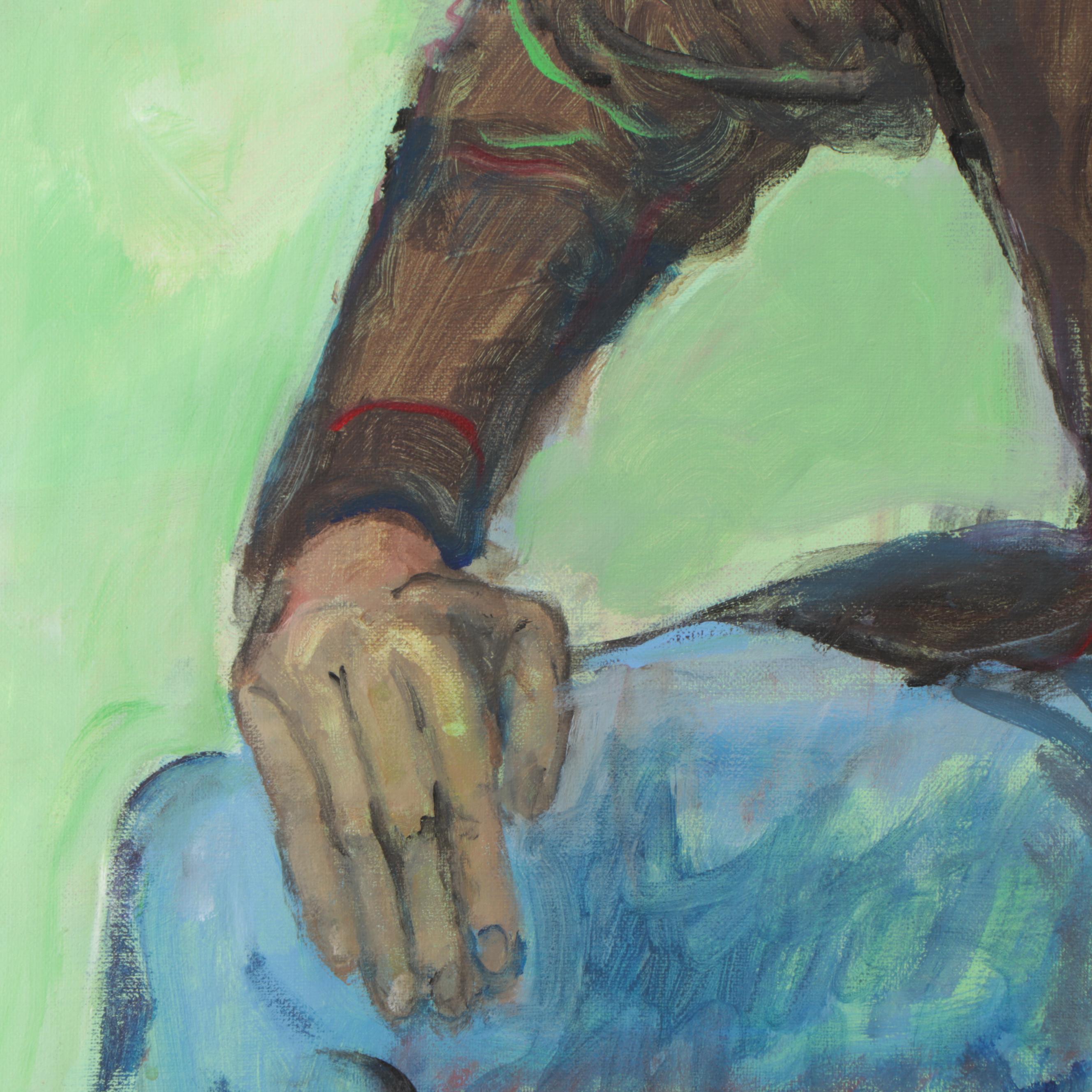 Marion Maas Modernist Portrait Oil Painting of Seated Figure