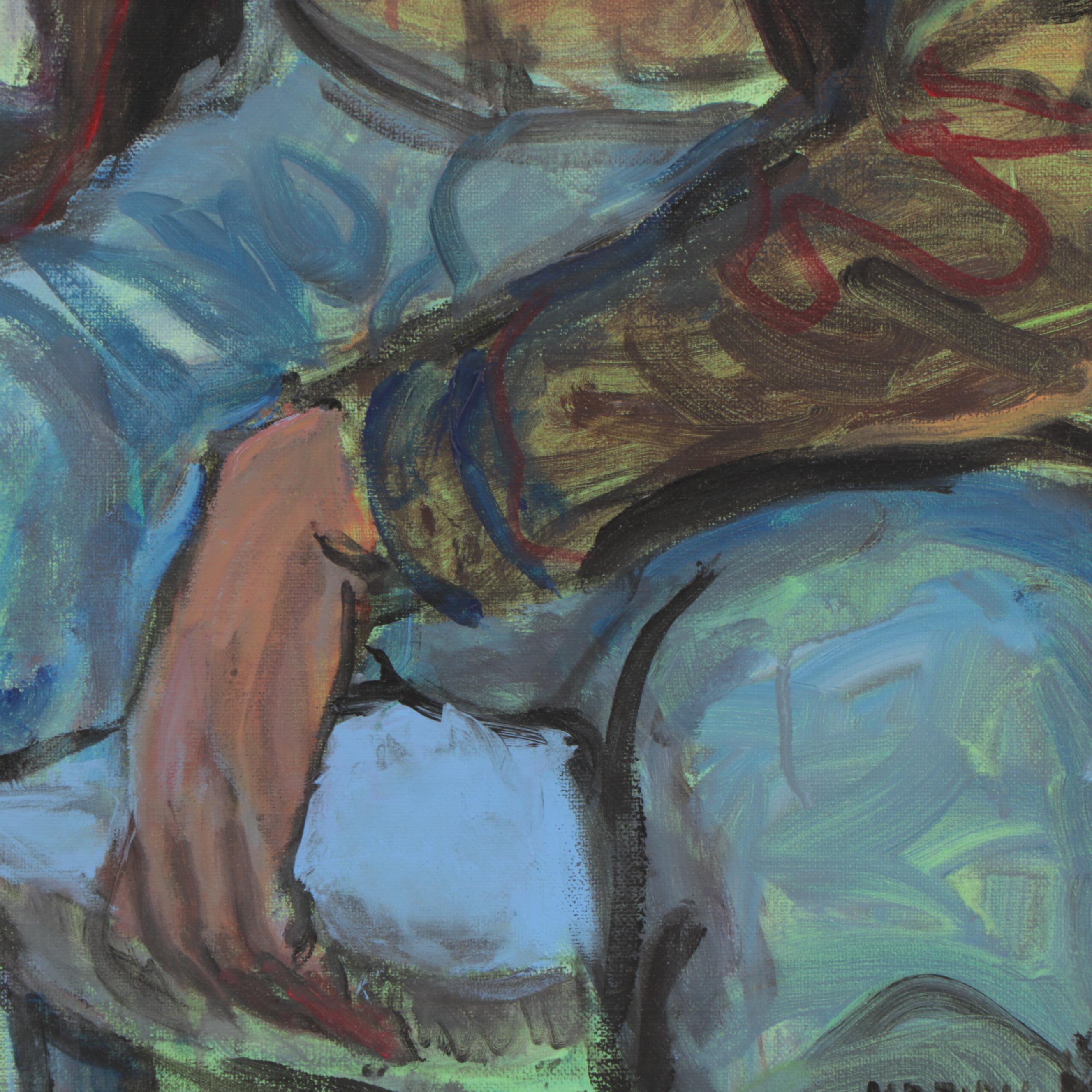 Marion Maas Modernist Portrait Oil Painting of Seated Figure