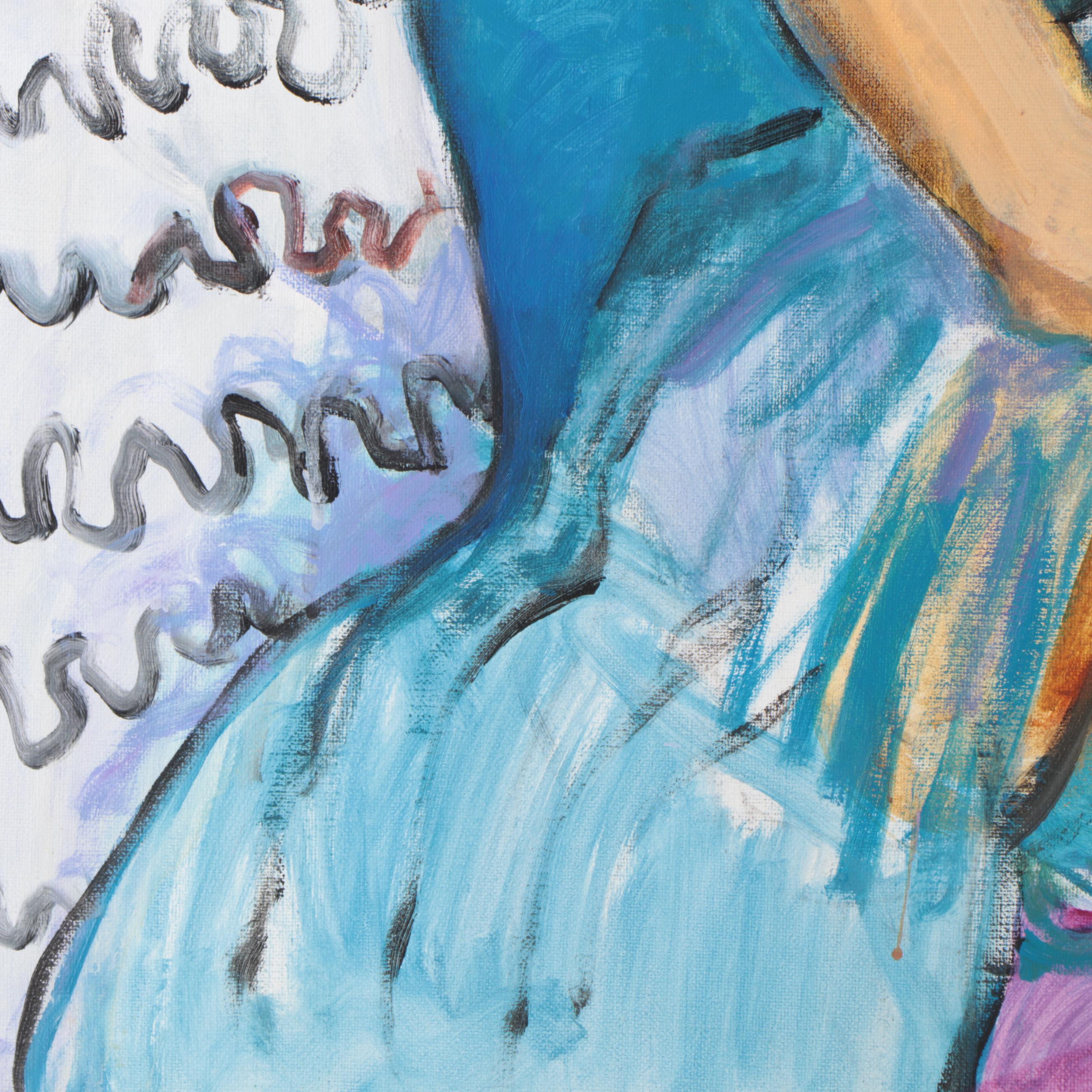 Marion Maas Modernist Portrait of Seated Woman Oil Painting