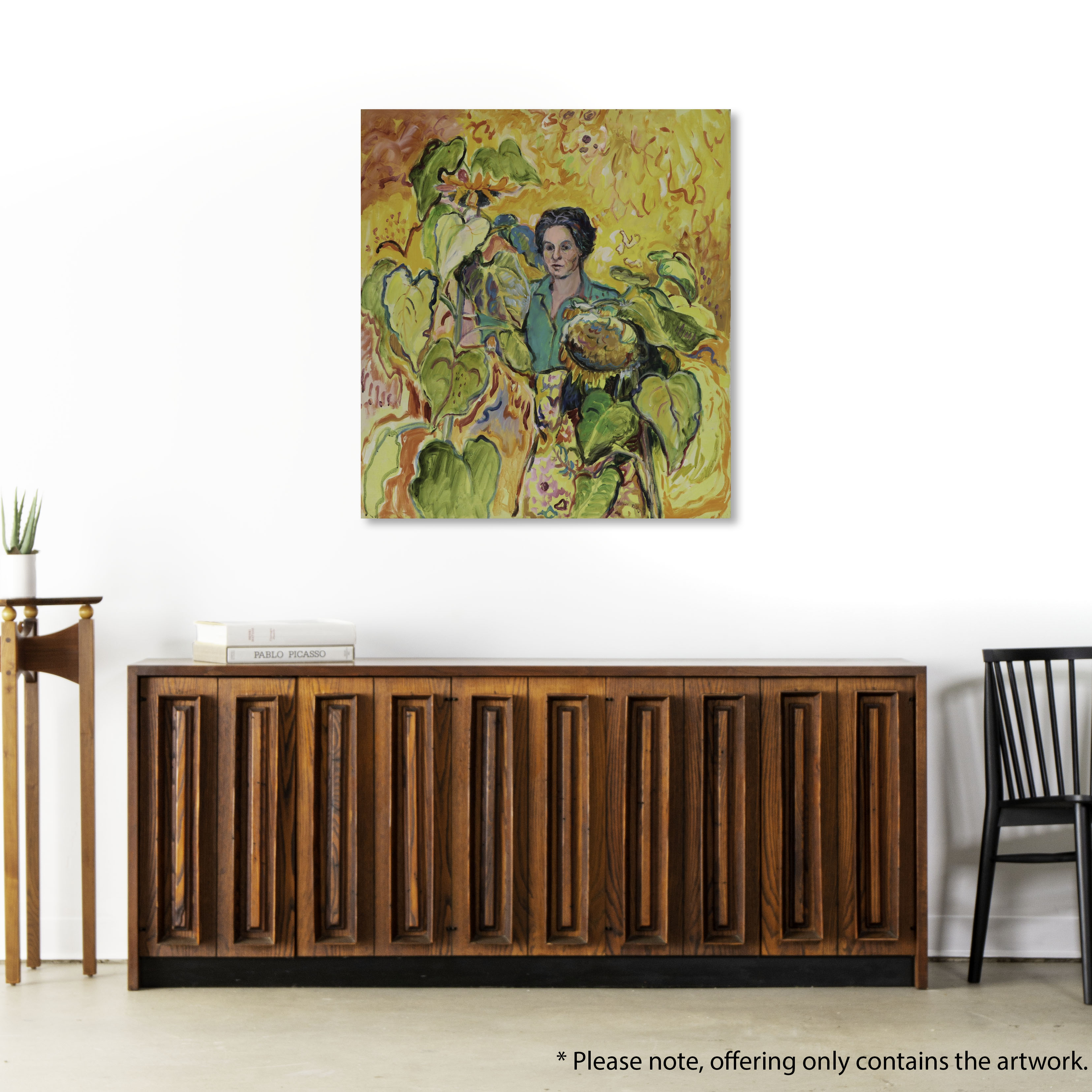 Marion Maas Modernist Portrait With Plants Oil Painting