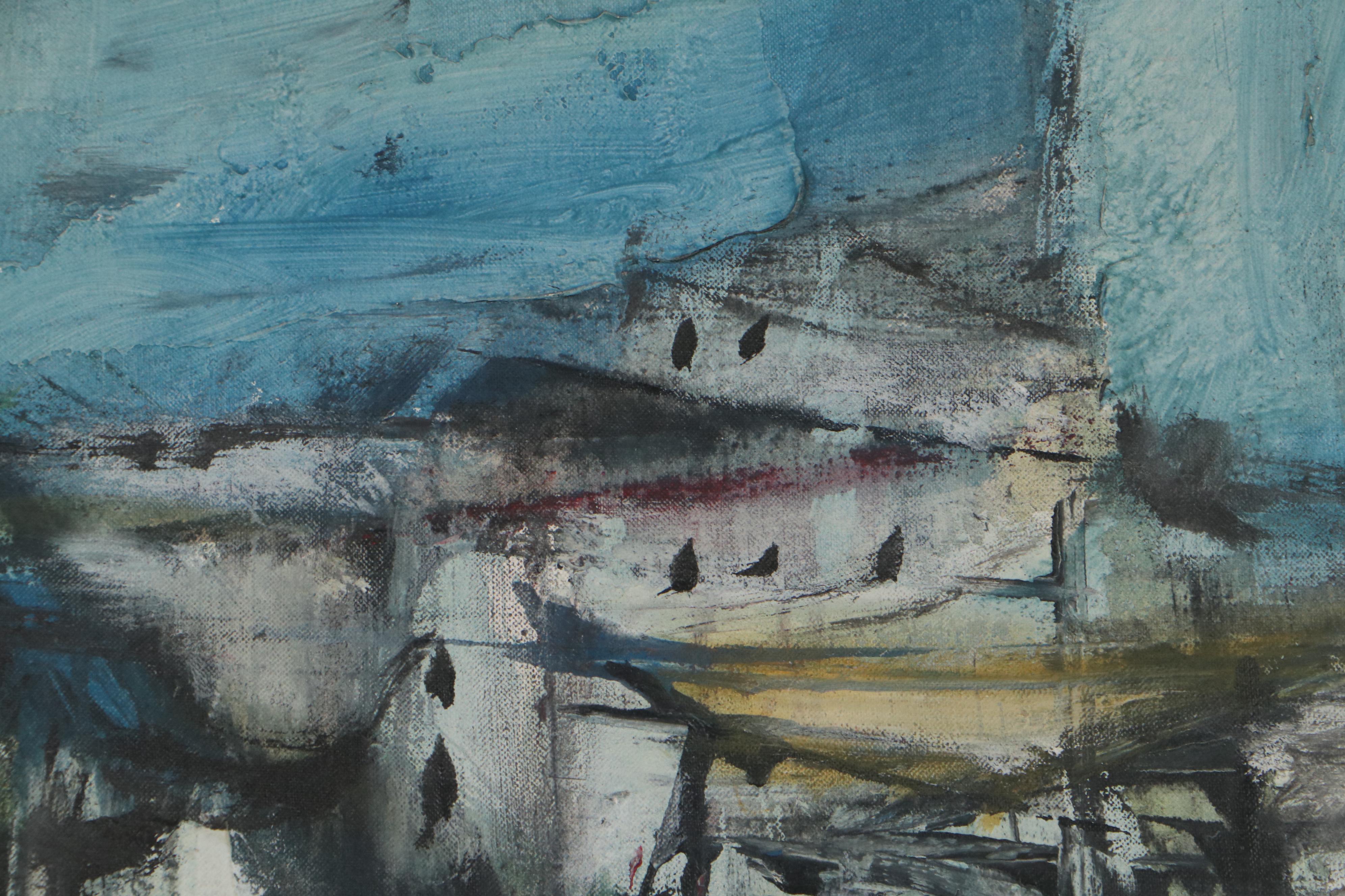 Gino Hollander Abstract Modern Mixed Media Painting, 1964