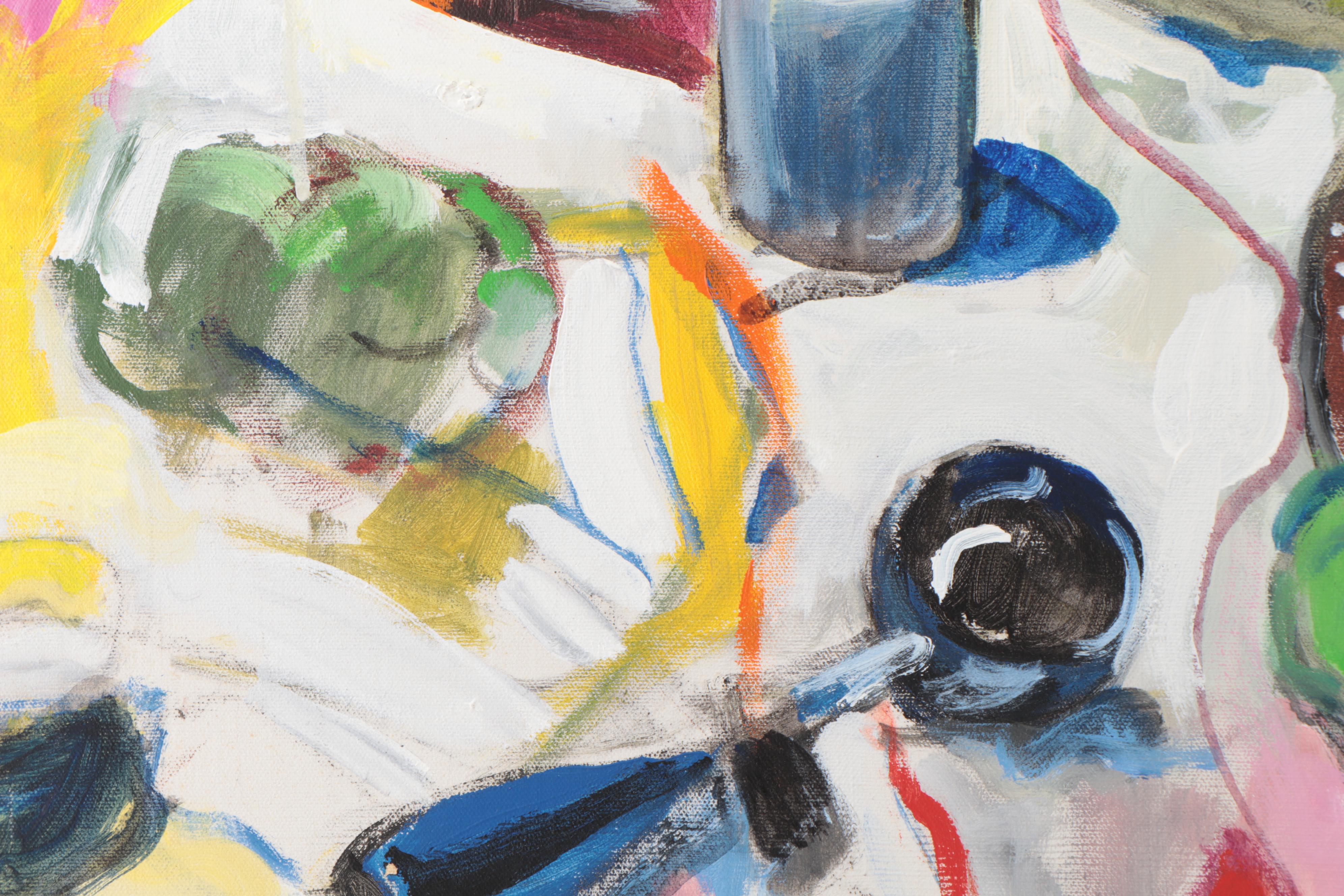 Marion Maas Modernist Still Life Oil and Acrylic Painting