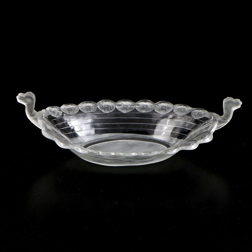 Lalique Style Frosted and Clear Glass Bowl