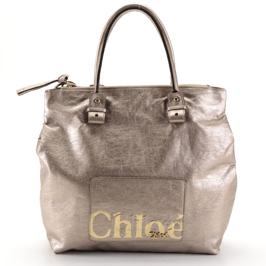 Chloé Eclipse Tote Bag in Metallic Coated Canvas