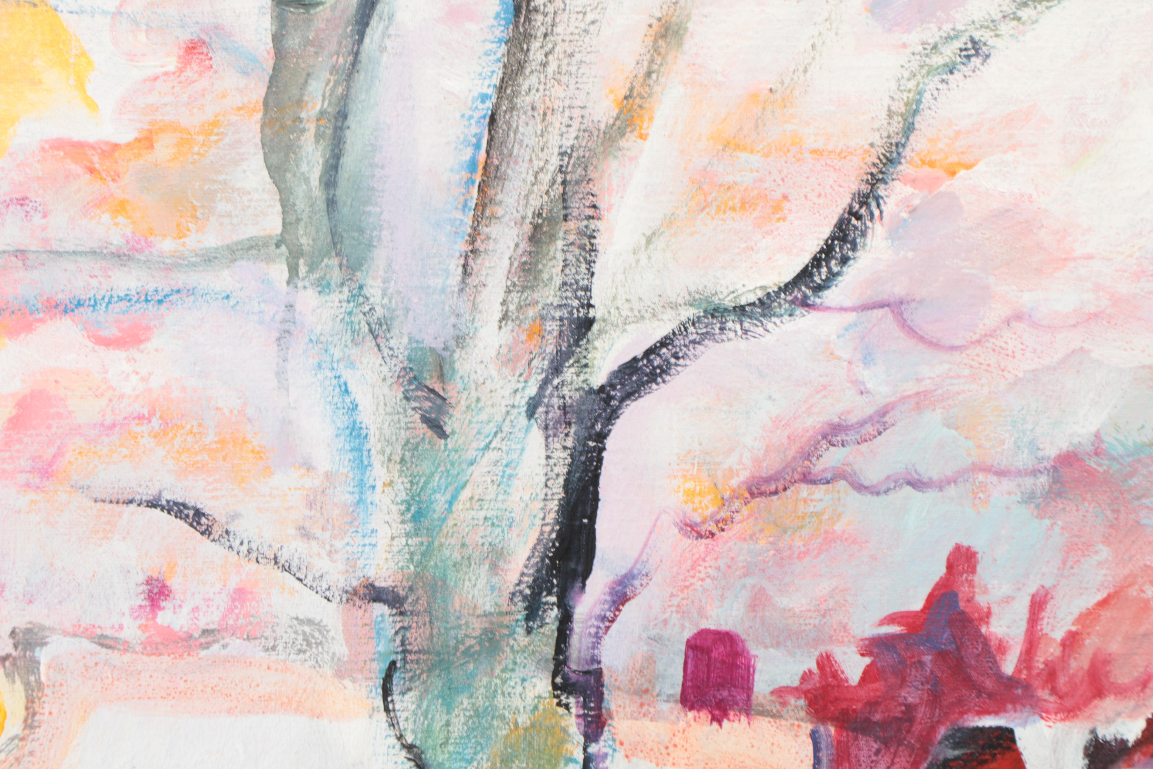 Marion Maas Modernist Oil Painting of Residential Landscape