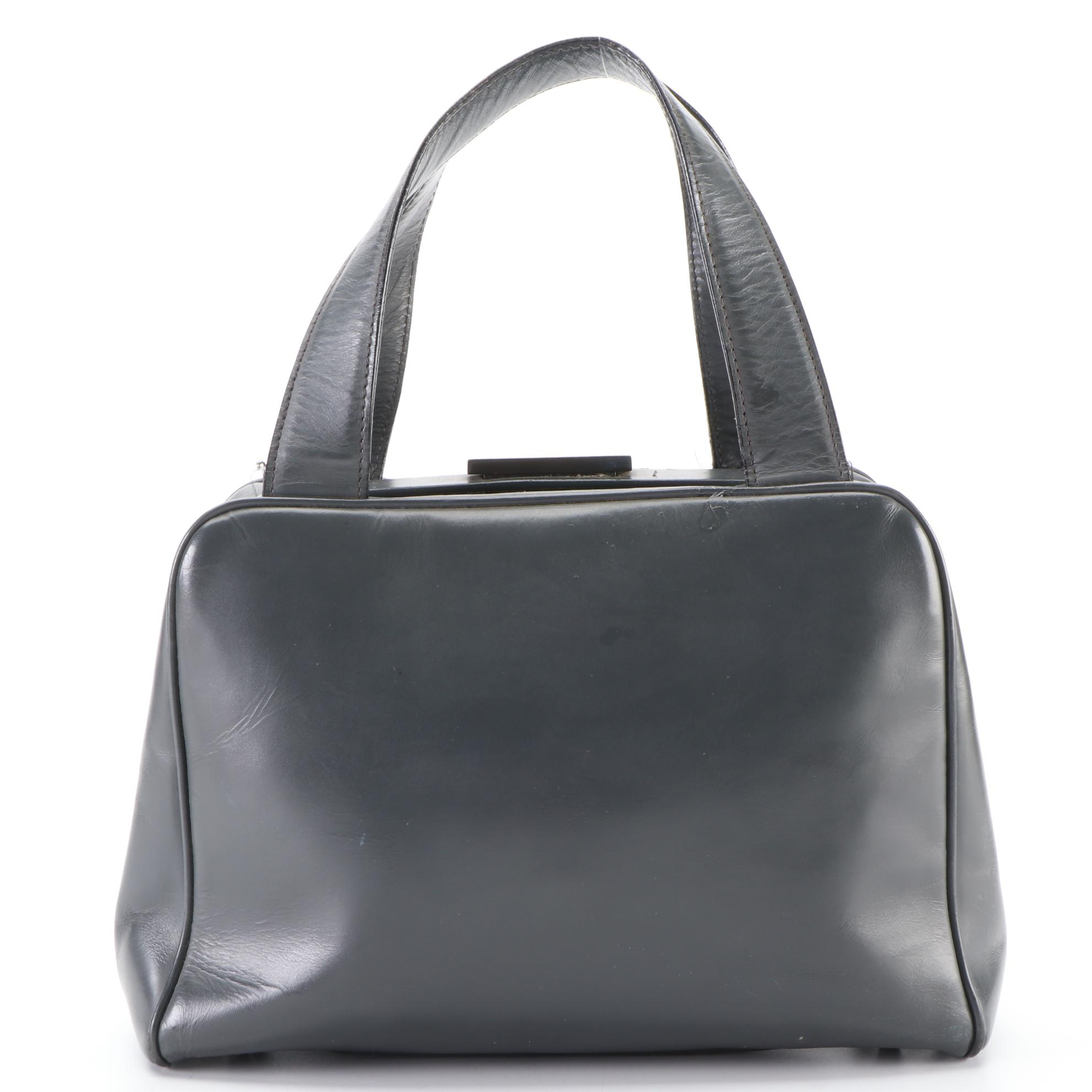 Prada Small Hard Frame Bag in Grey Calfskin Leather