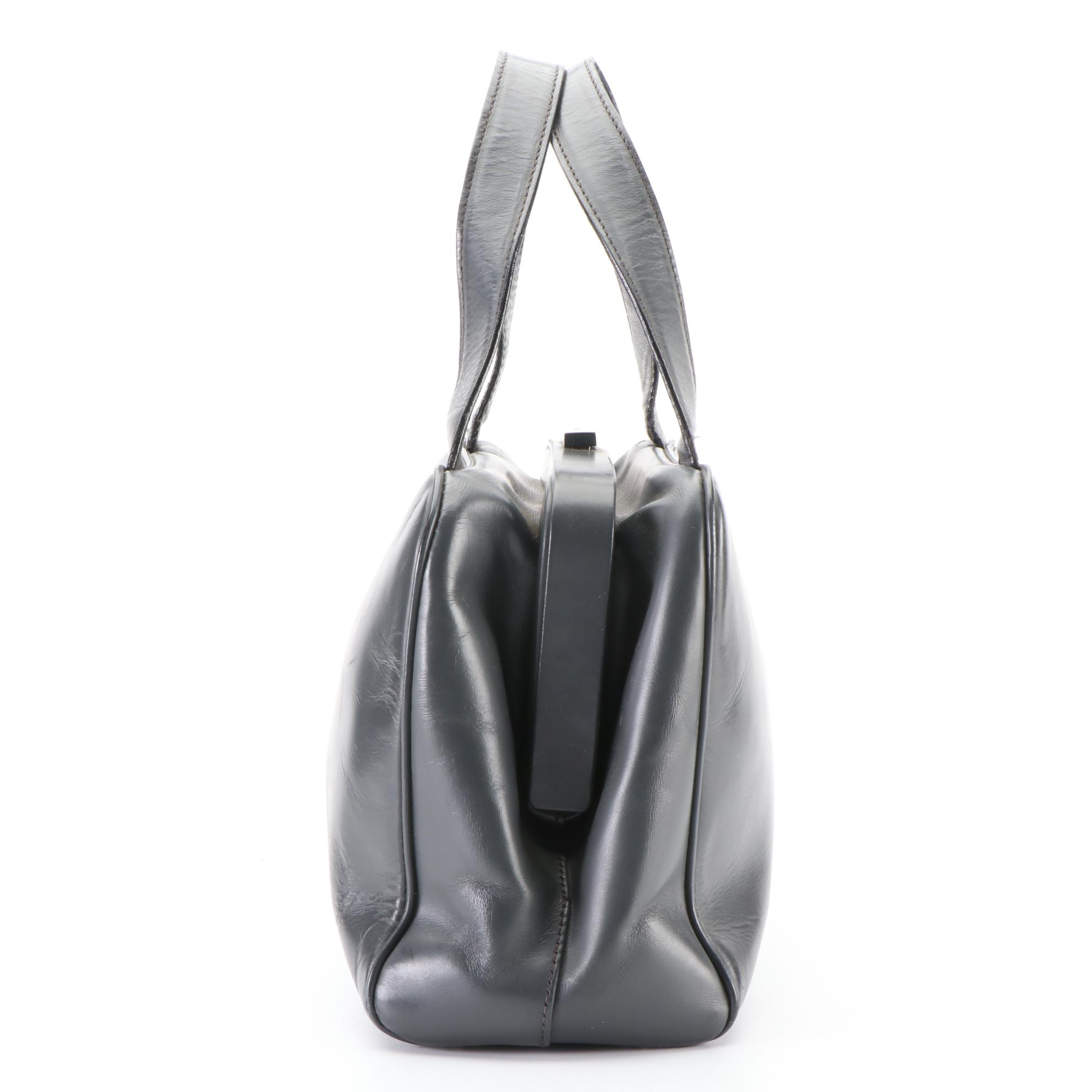 Prada Small Hard Frame Bag in Grey Calfskin Leather