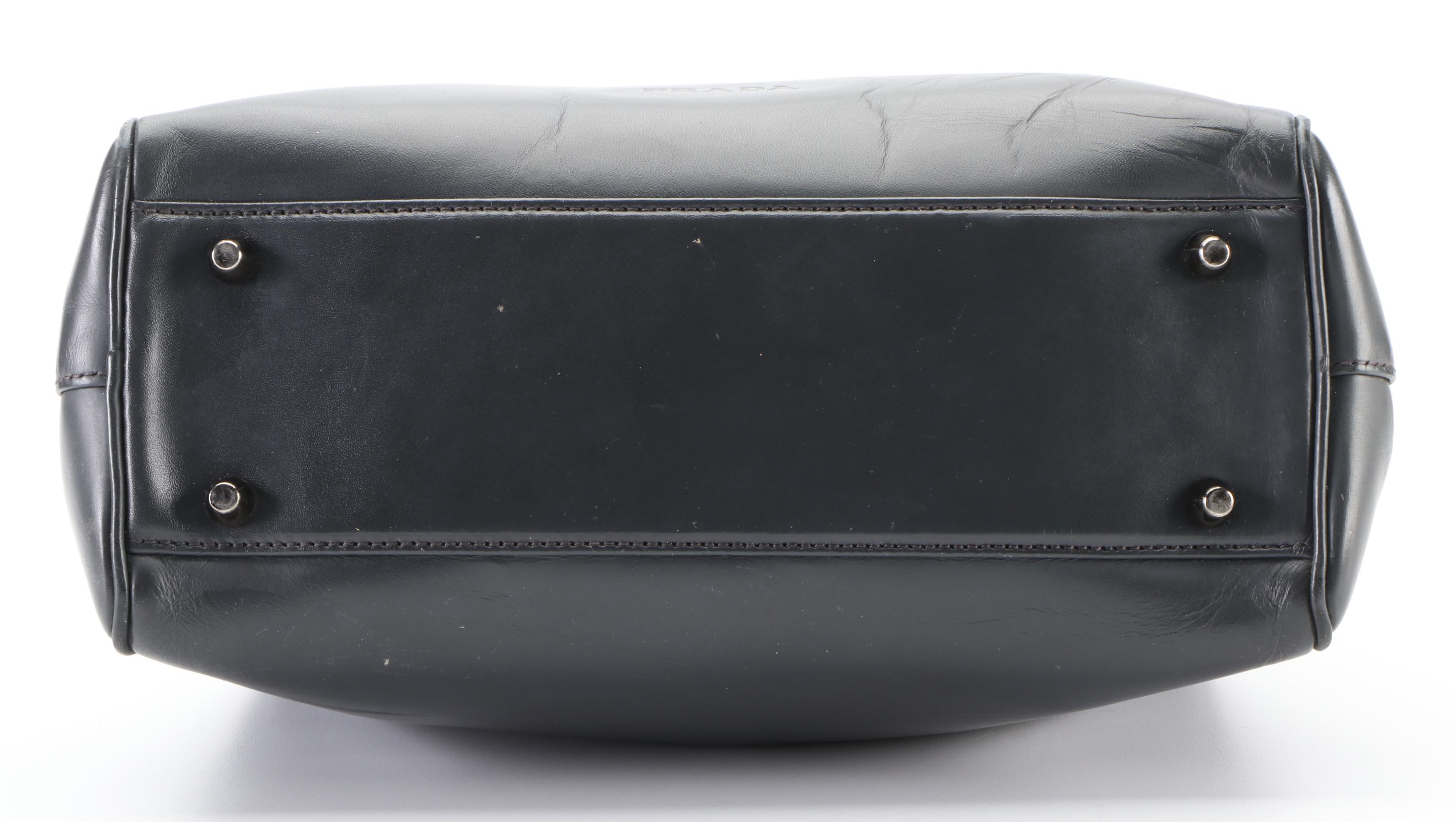 Prada Small Hard Frame Bag in Grey Calfskin Leather