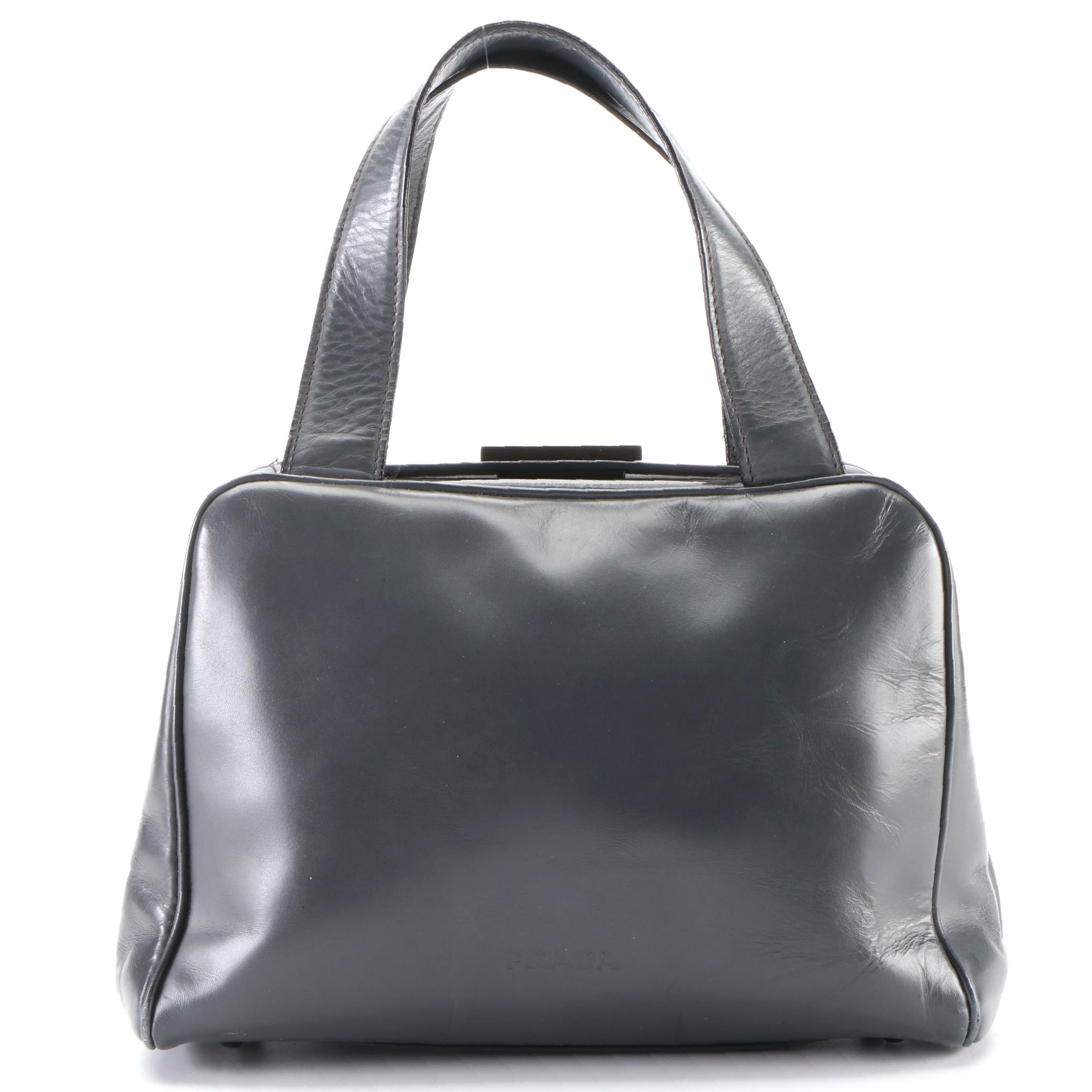 Prada Small Hard Frame Bag in Grey Calfskin Leather