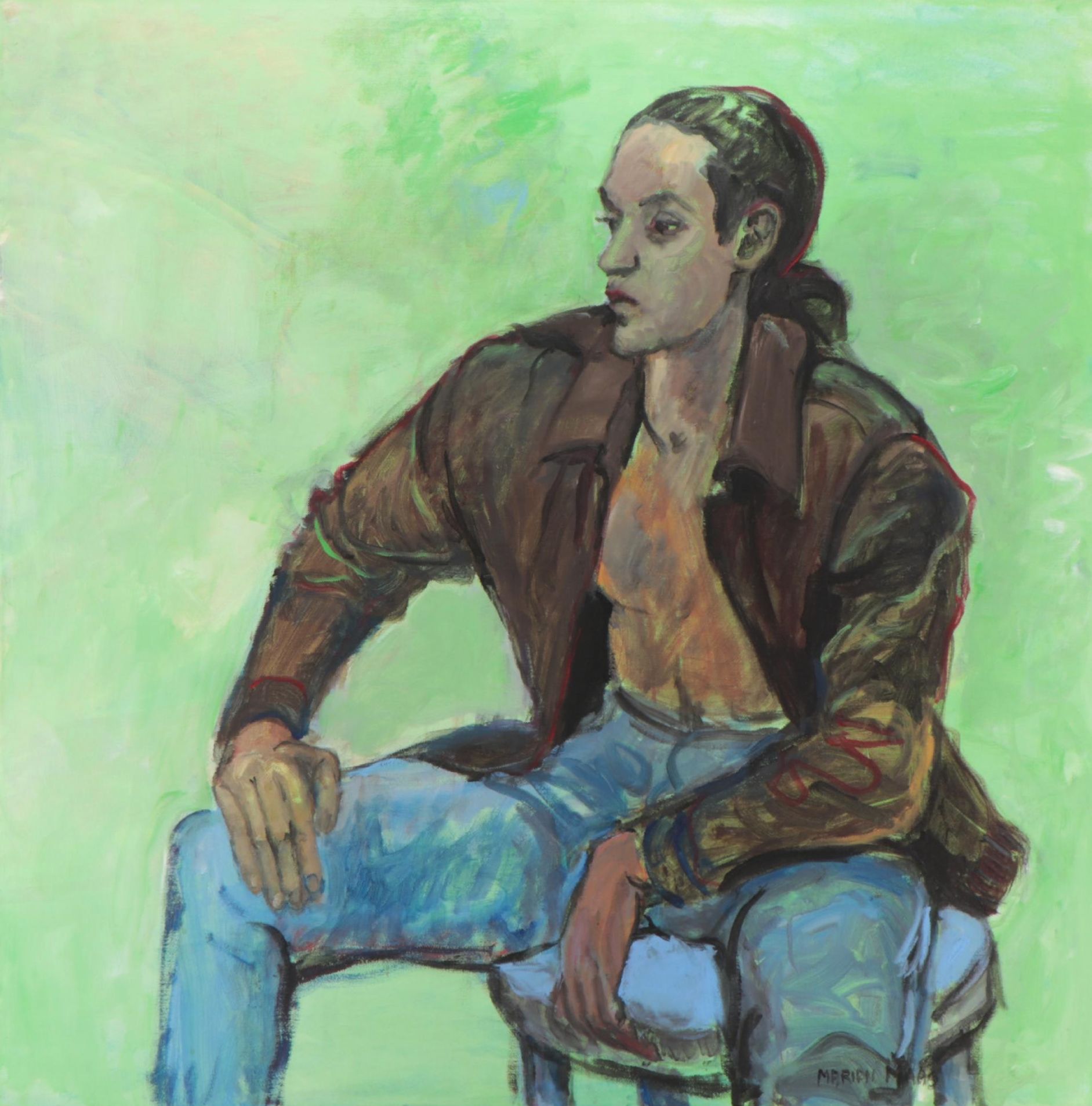 Marion Maas Modernist Portrait Oil Painting of Seated Figure