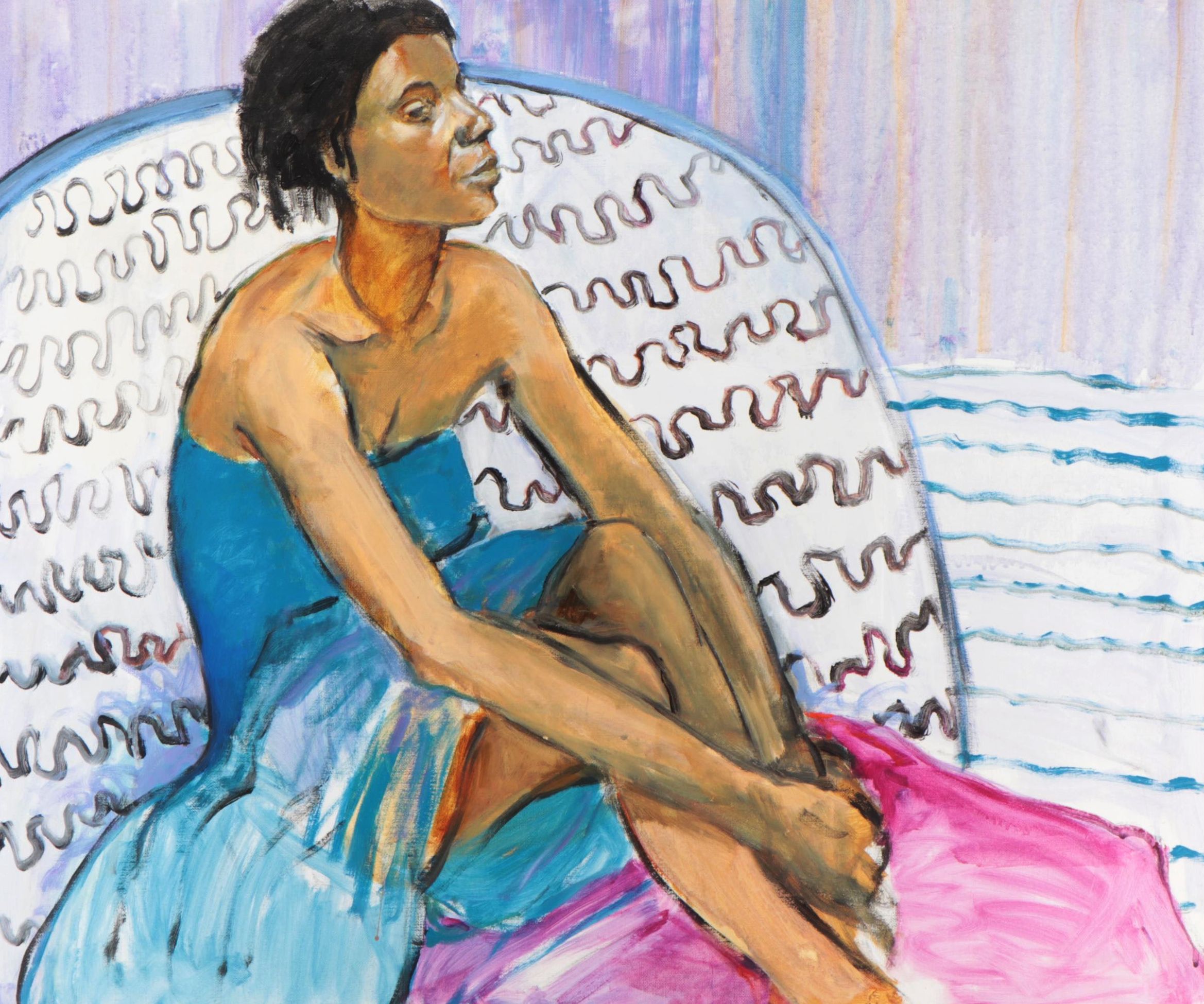 Marion Maas Modernist Portrait of Seated Woman Oil Painting