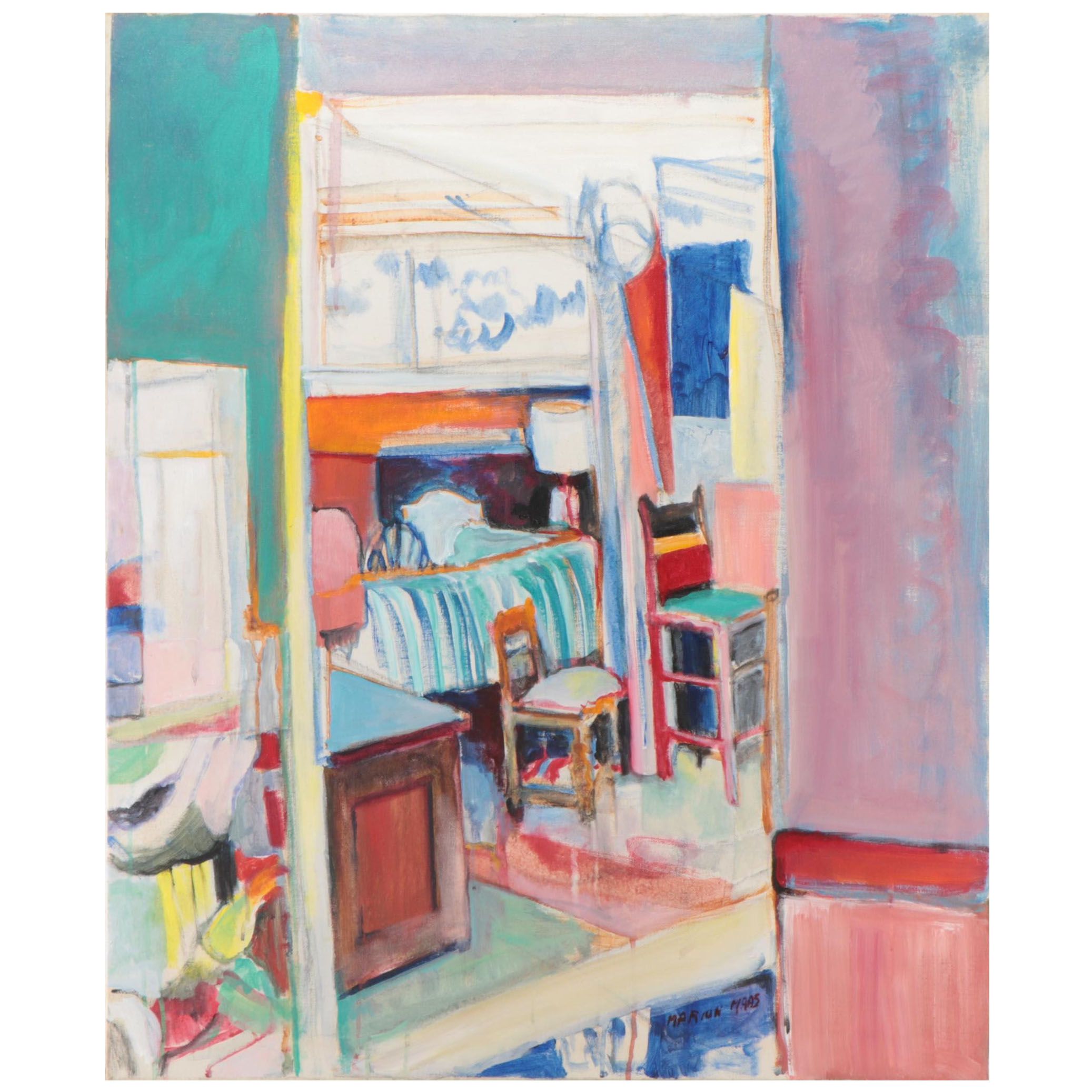 Marion Maas Interior Scene Oil Painting