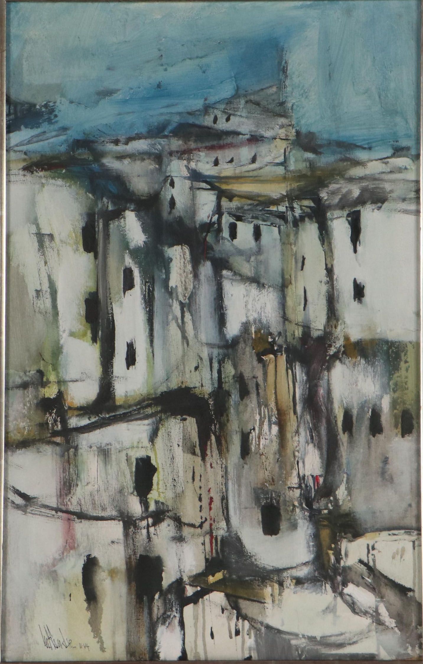 Gino Hollander Abstract Modern Mixed Media Painting, 1964