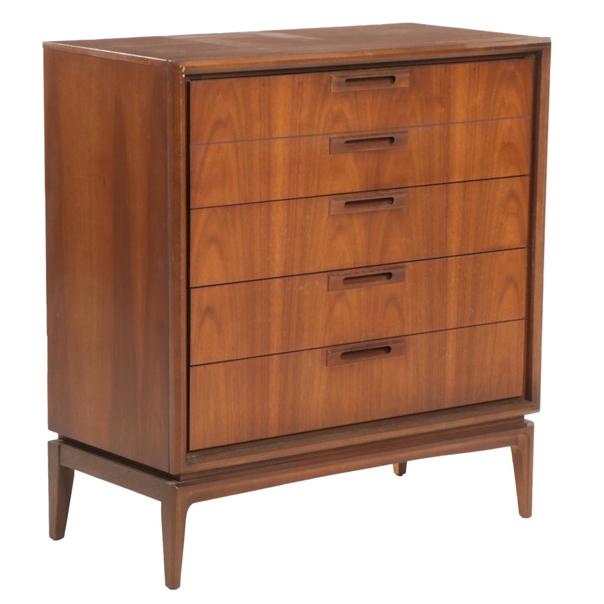 United Furniture Mid Century Modern Walnut Chest of Drawers