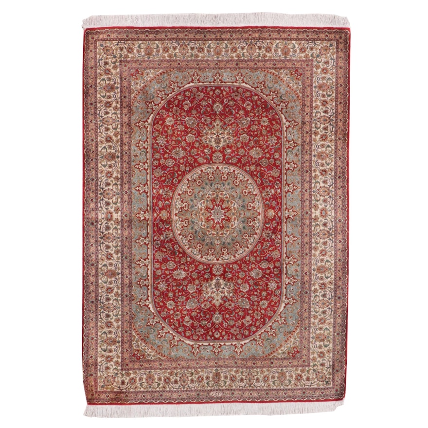 4'5 x 6'7 Hand-Knotted Persian Nain Silk Area Rug