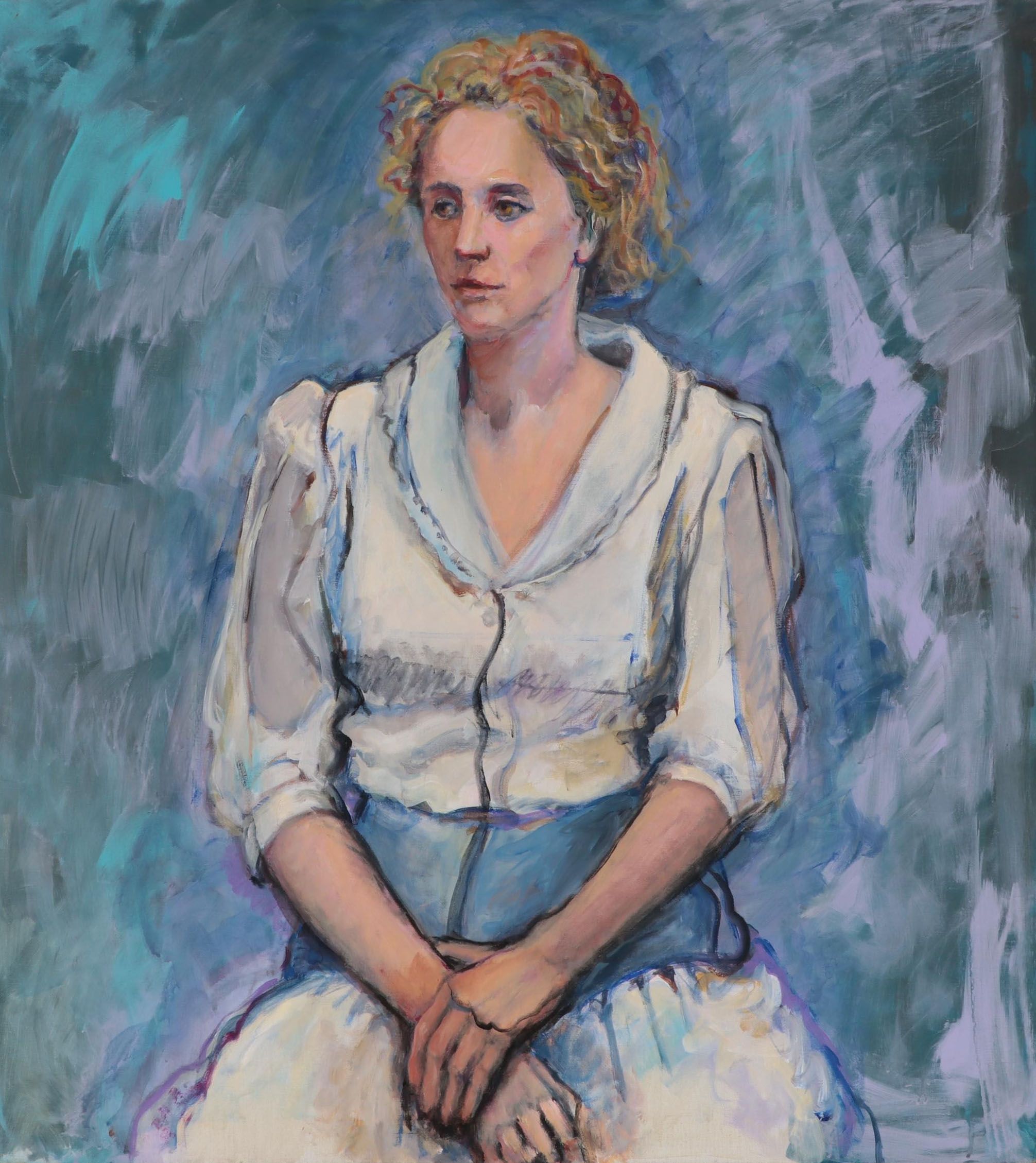 Marion Maas Modernist Portrait Oil Painting