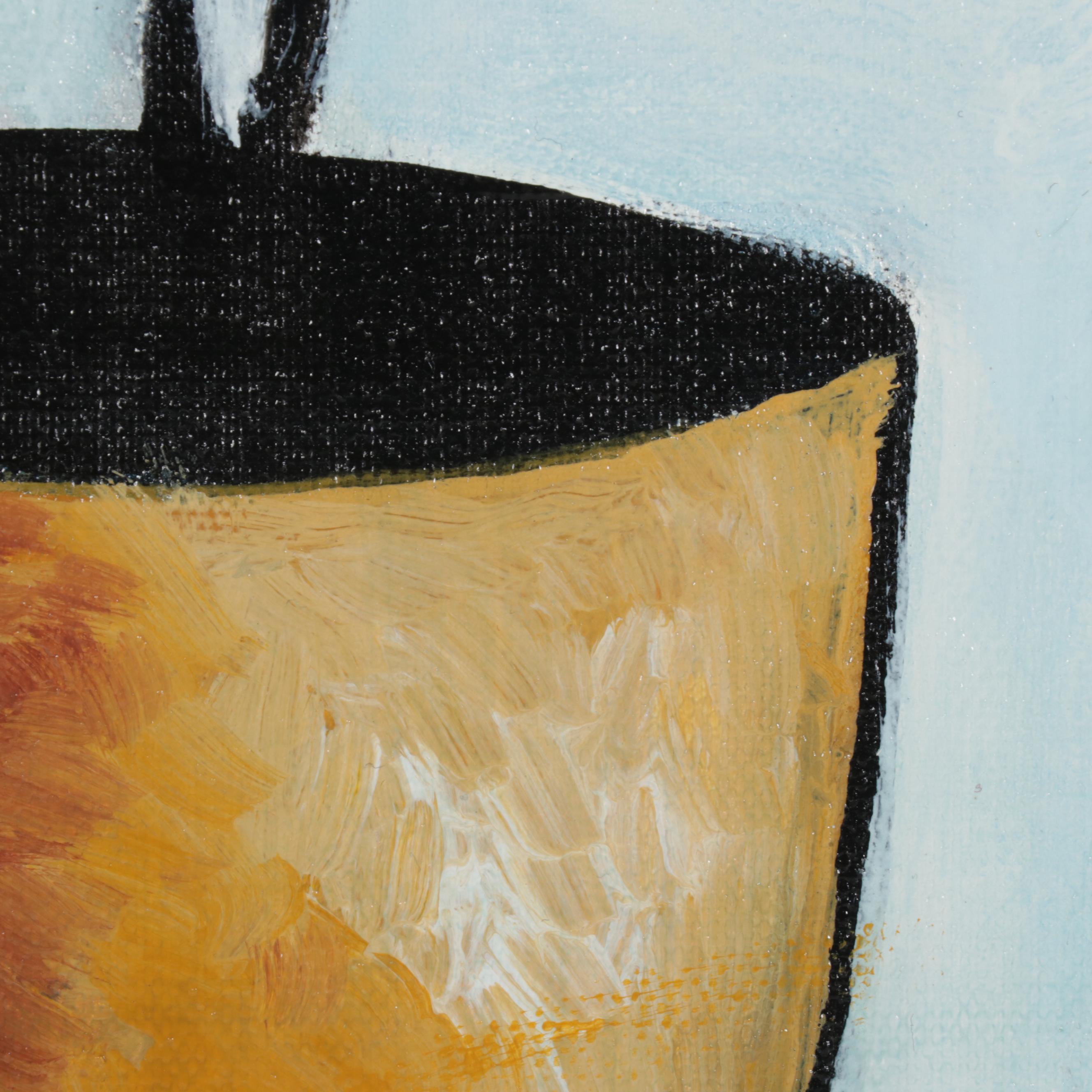 Farshad Lanjani Still Life Acrylic Painting of Potted Plant, 21st Century