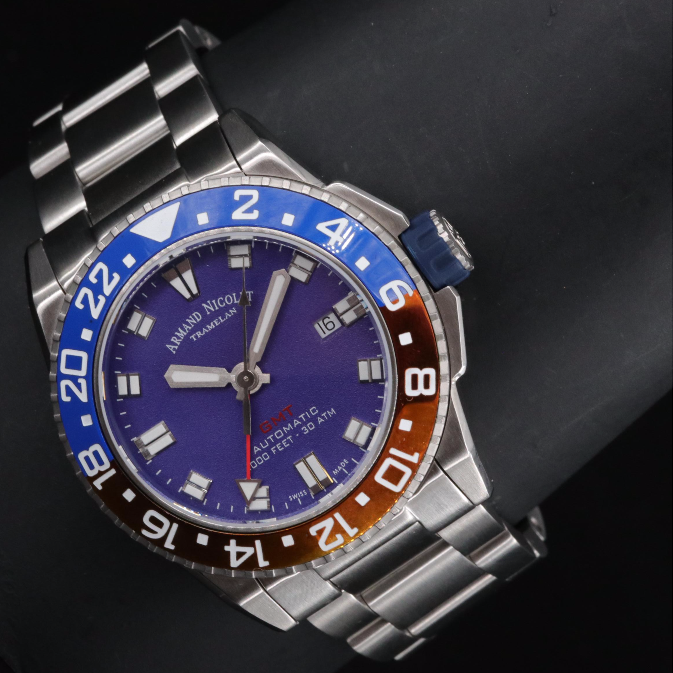 Armand Nicolet J59 GMT Diver "Pepsi" Automatic Stainless Steel Watch