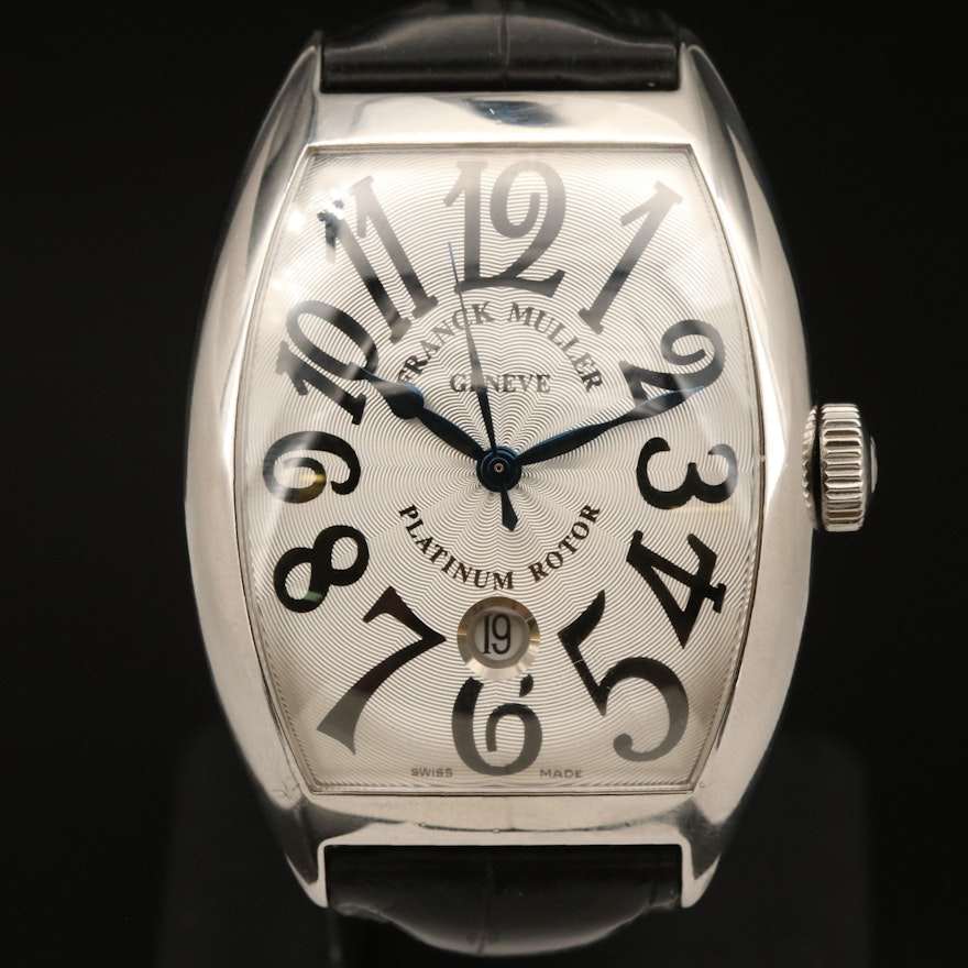 Franck Muller Cintree Curvex Platinum Rotor Automatic Stainless Steel Wristwatch