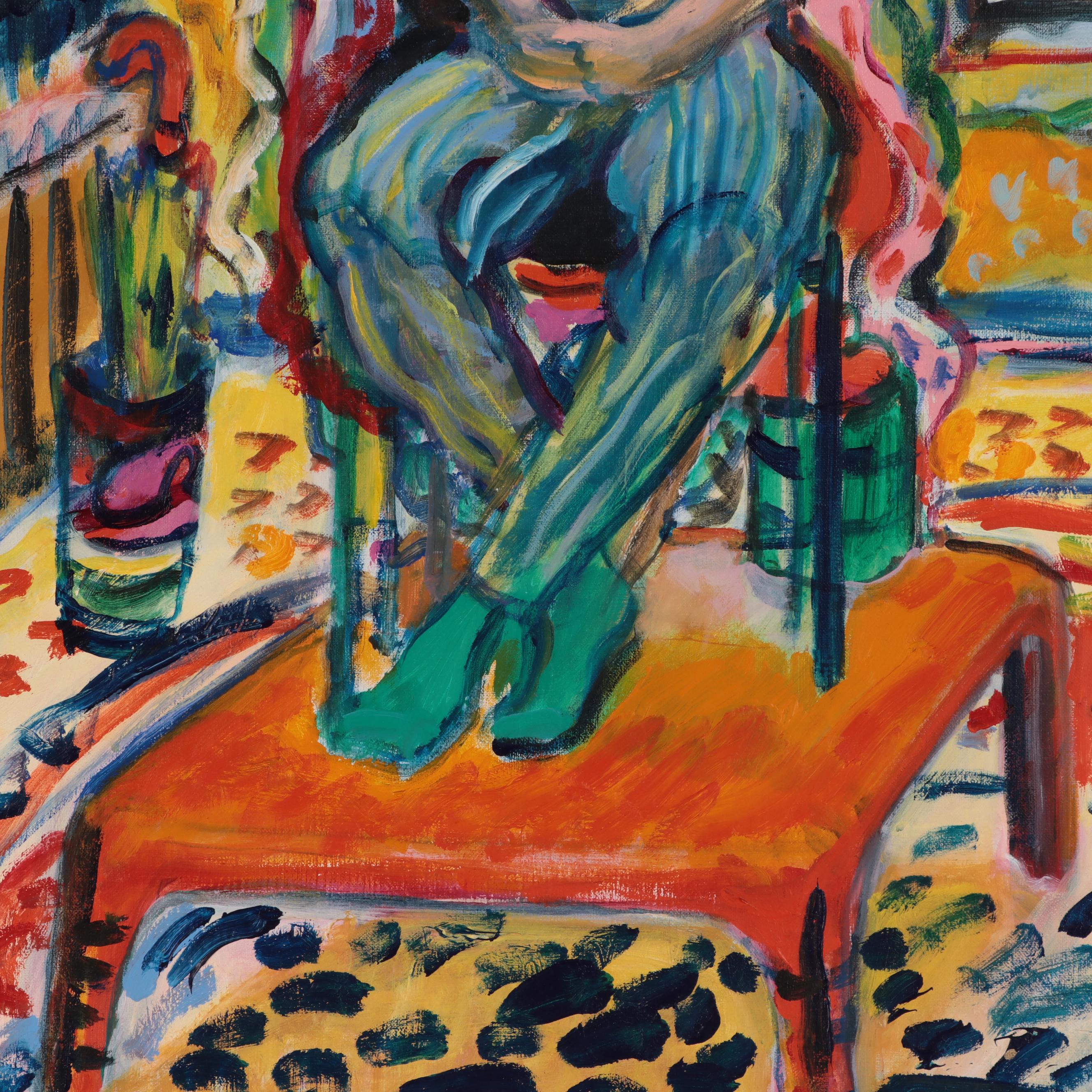 Marion Maas Fauvist Style Oil Painting of Seated Figure