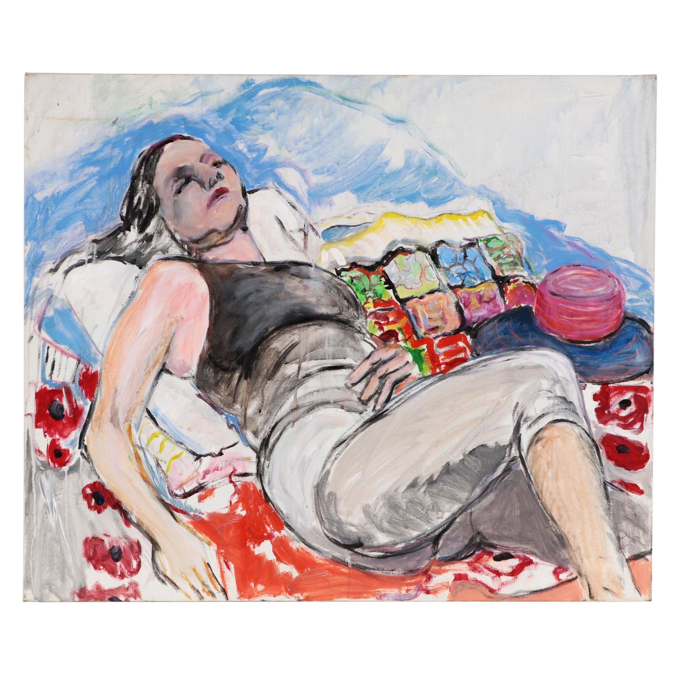Marion Maas Oil Painting of Reclining Figure