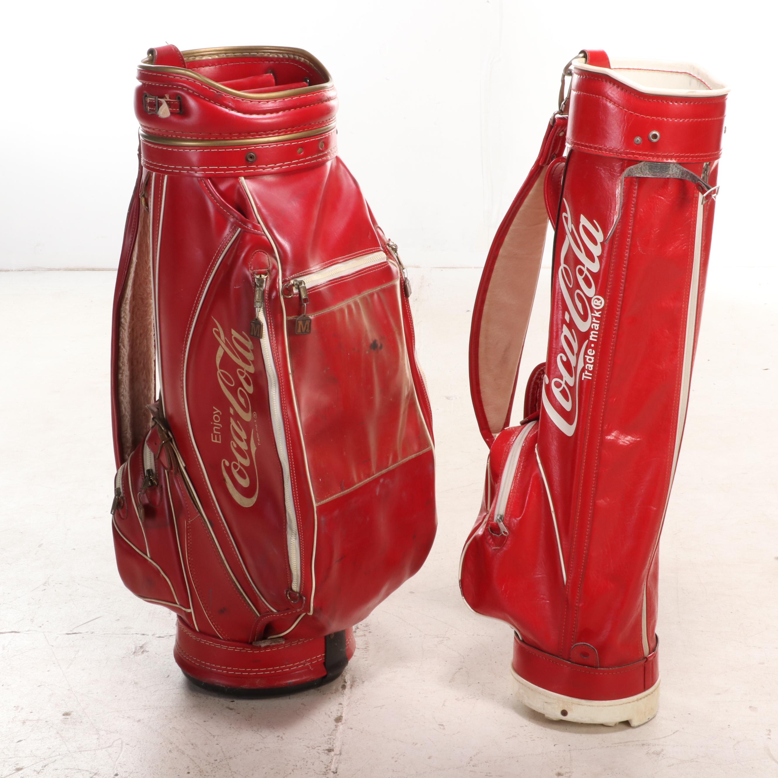 Four Coca-Cola Themed Leather and Vinyl Golf Bags