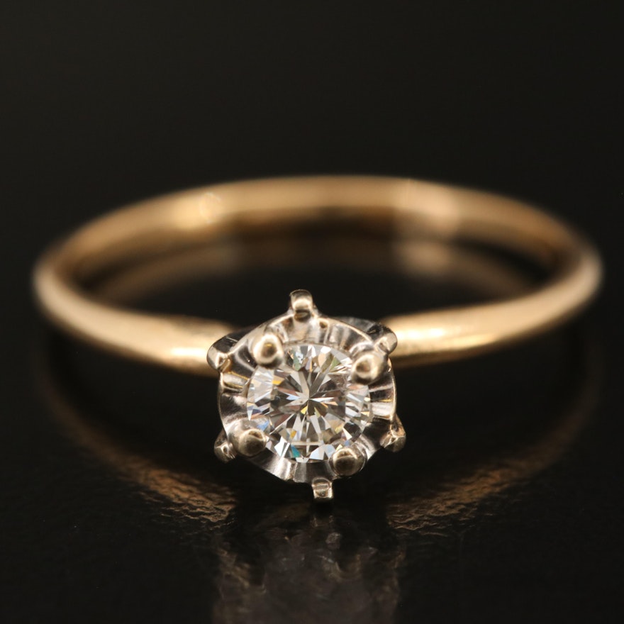 14K 0.22 CT Diamond Solitaire Ring