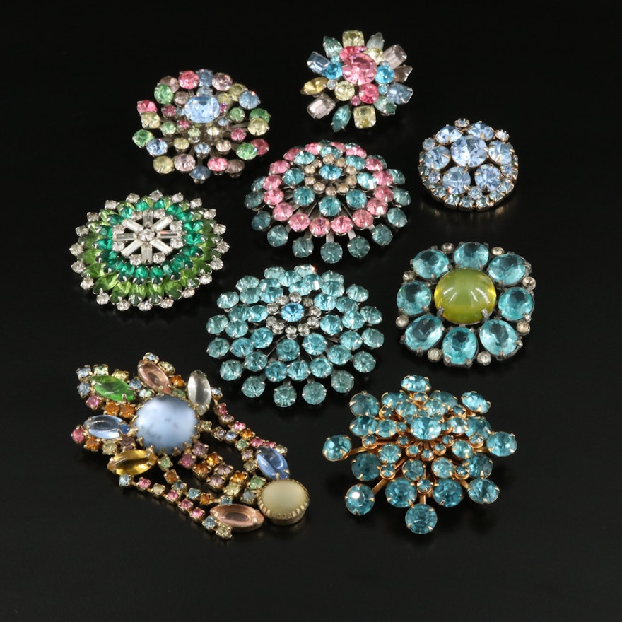 Coro and La Rel Featured in Rhinestone Brooch Assortment