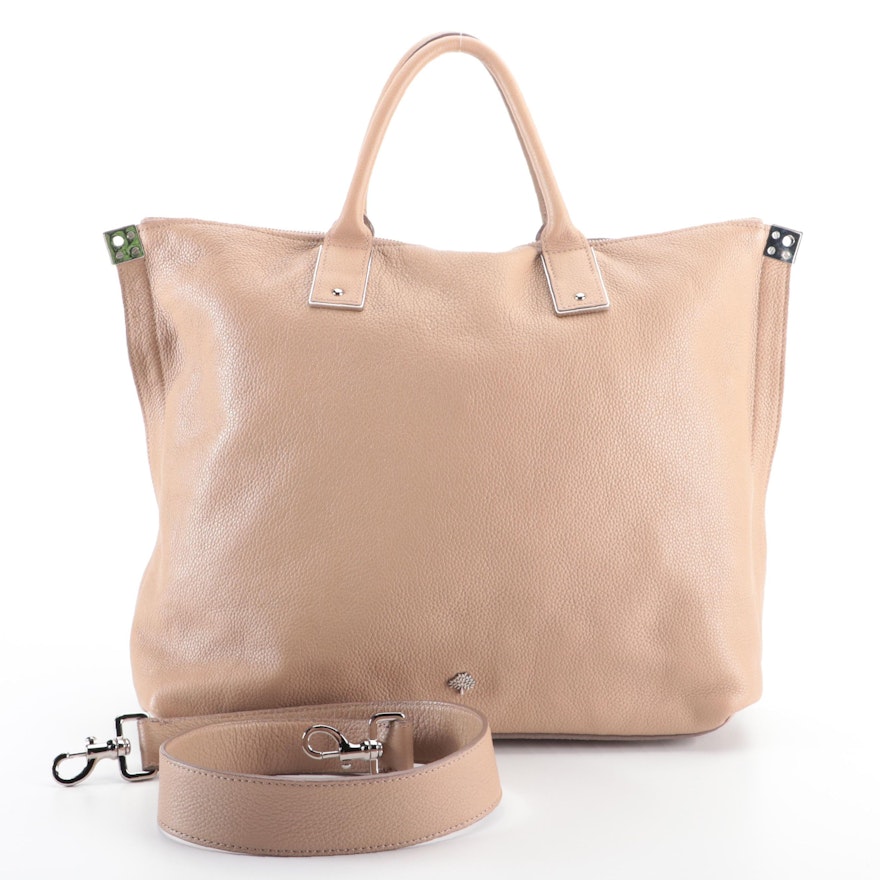 Mulberry Alice Small Zip Tote in Beige Grained Leather with Detachable Strap