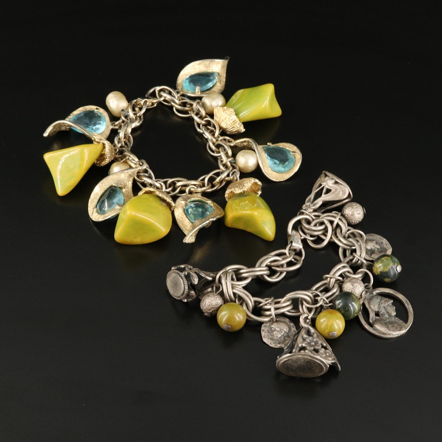 1950s Charm Bracelets with Bakelite Elements