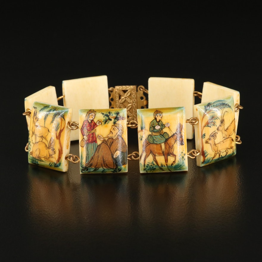 Vintage Persian Story Teller Panel Bracelet