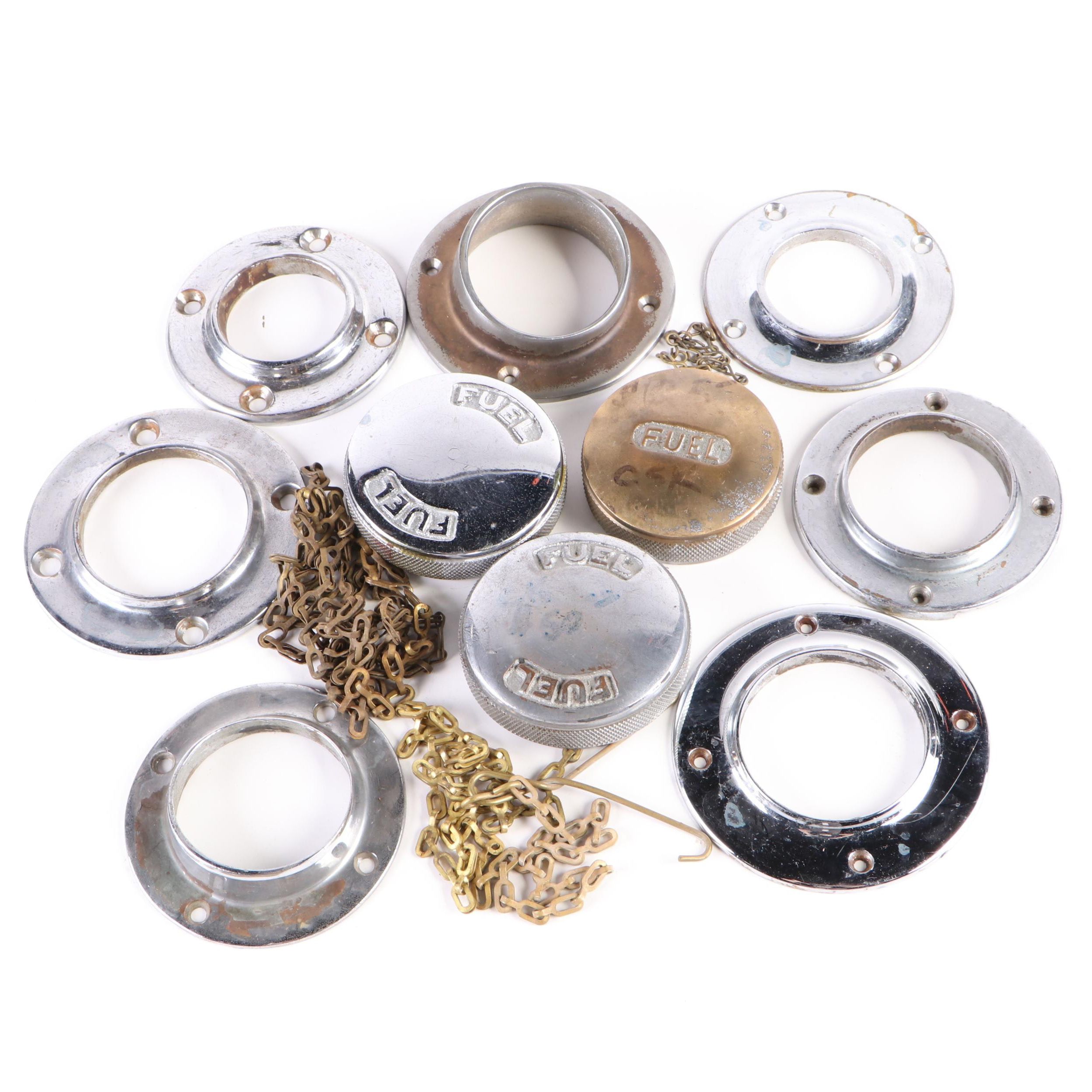 Boat Fuel Cap Covers and Flanges, 1950s