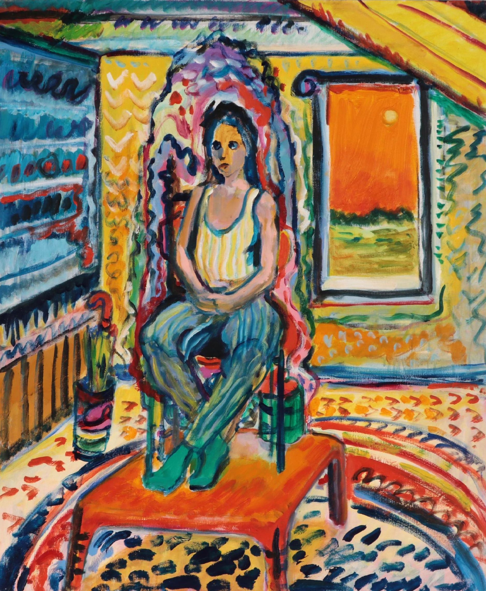 Marion Maas Fauvist Style Oil Painting of Seated Figure