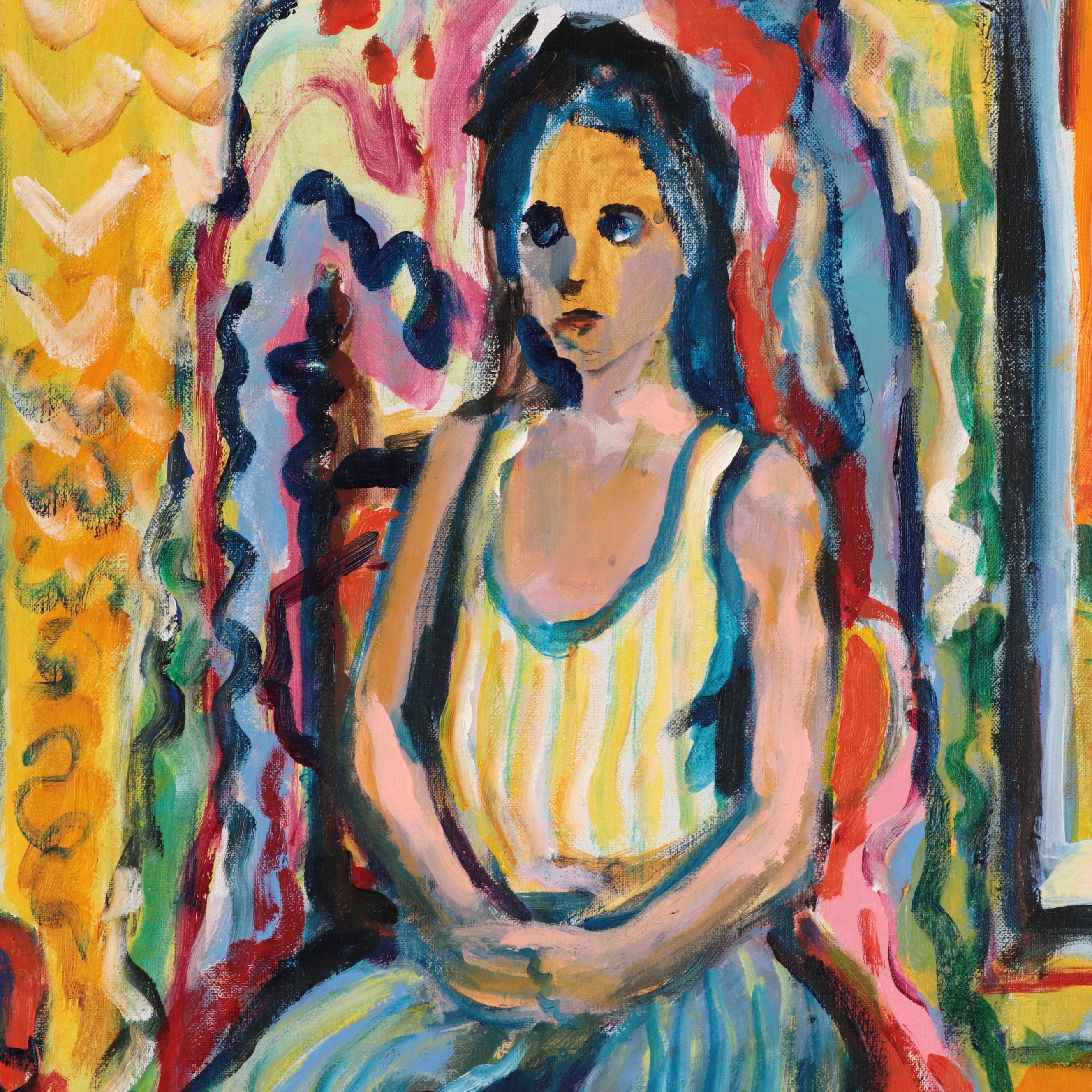 Marion Maas Fauvist Style Oil Painting of Seated Figure