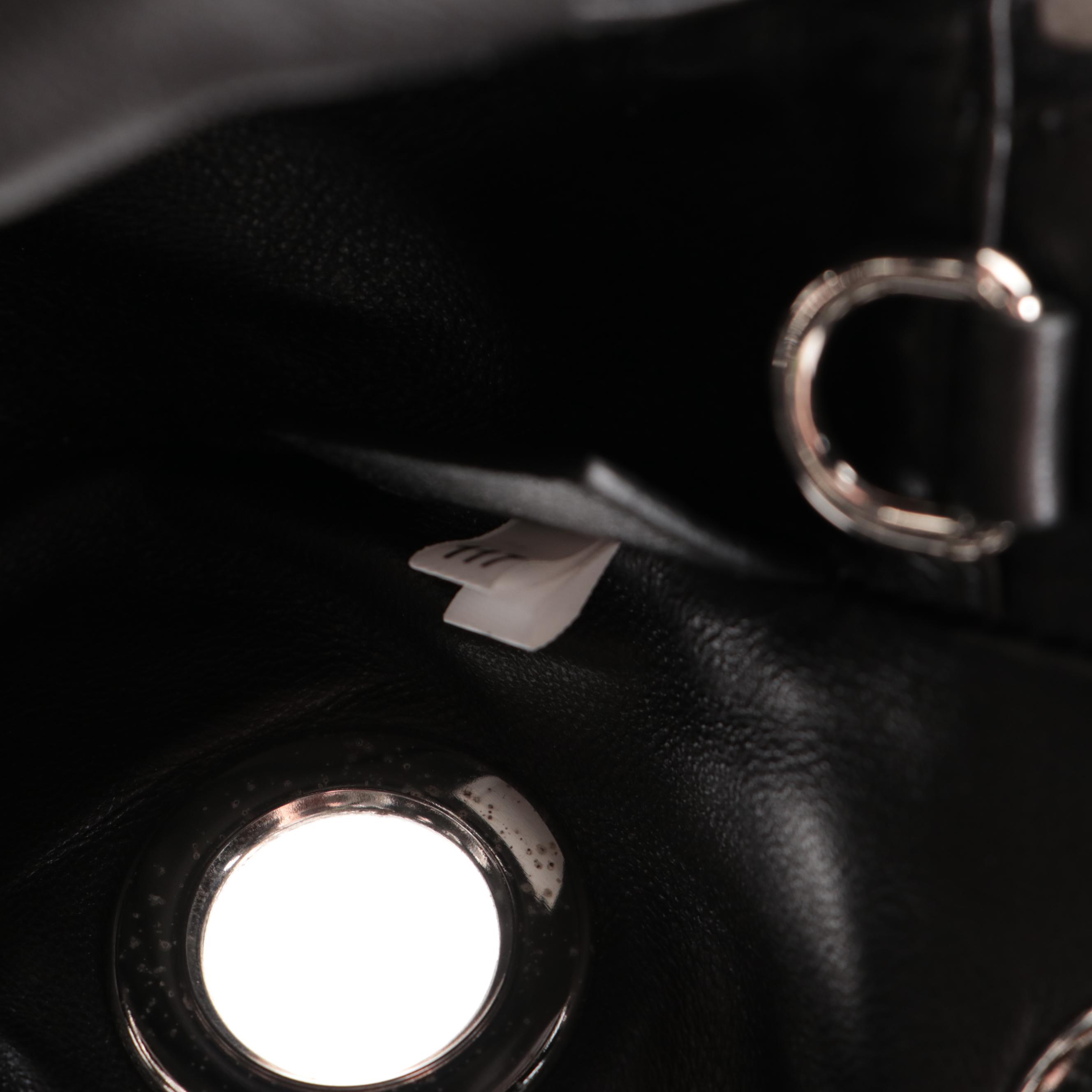 Prada Medium Grommet Chain Shoulder Bag in Black Deerskin with Zip Pouch